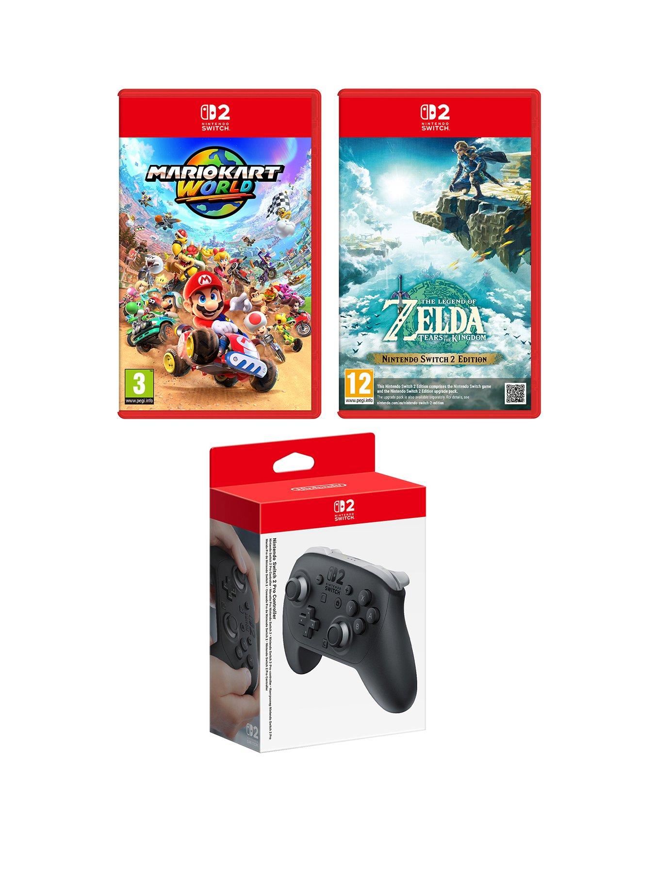Image 1 of 7 of Nintendo Switch 2 Zelda + Mario Kart World + Pro Controller
