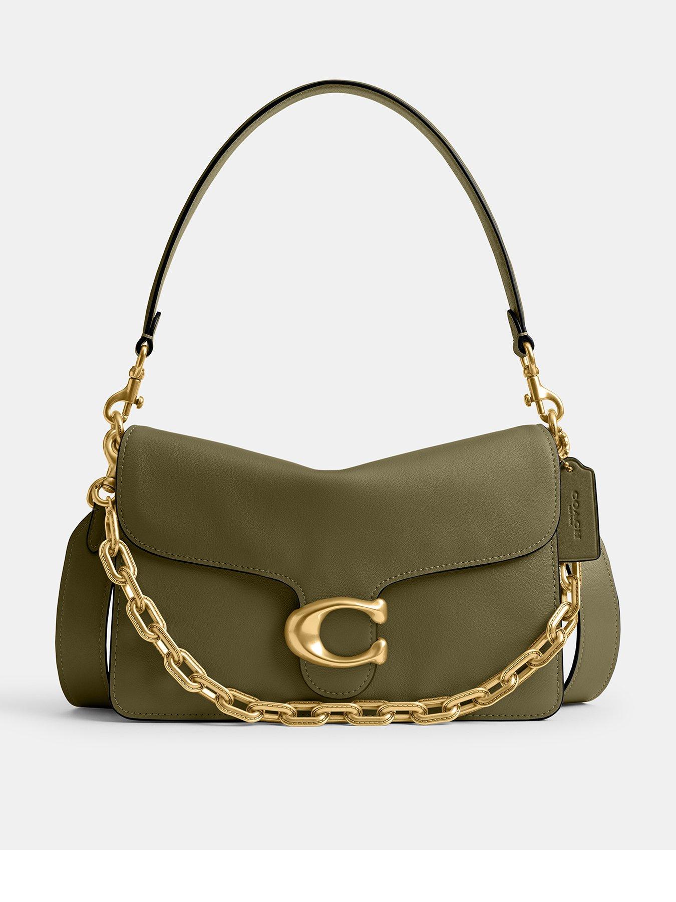 COACH Soft Grain Leather Chain Tabby Shoulder Bag With Chain - Green