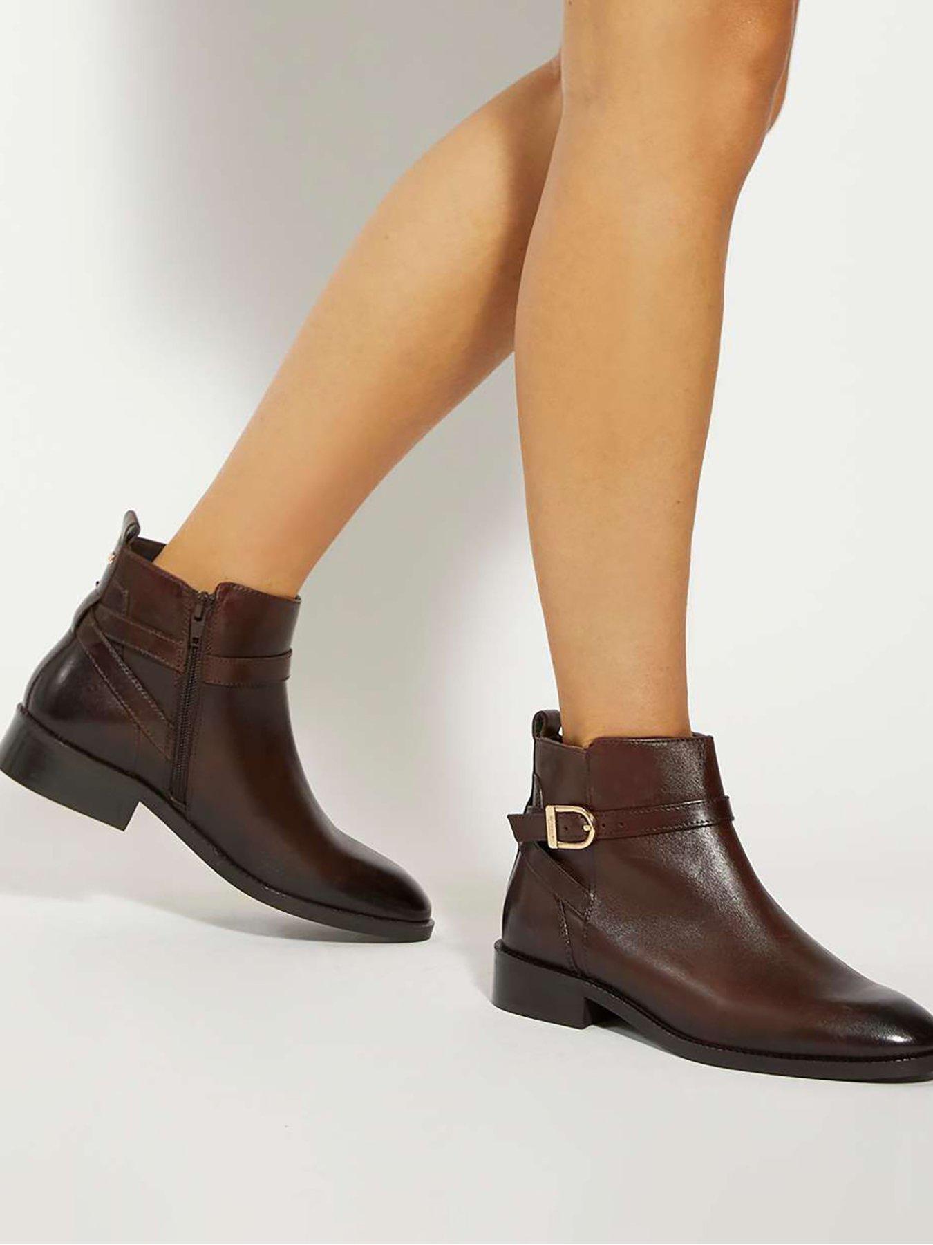 Image 1 of 6 of Dune London Pemma Brogue Leather Ankle Boot - Brown
