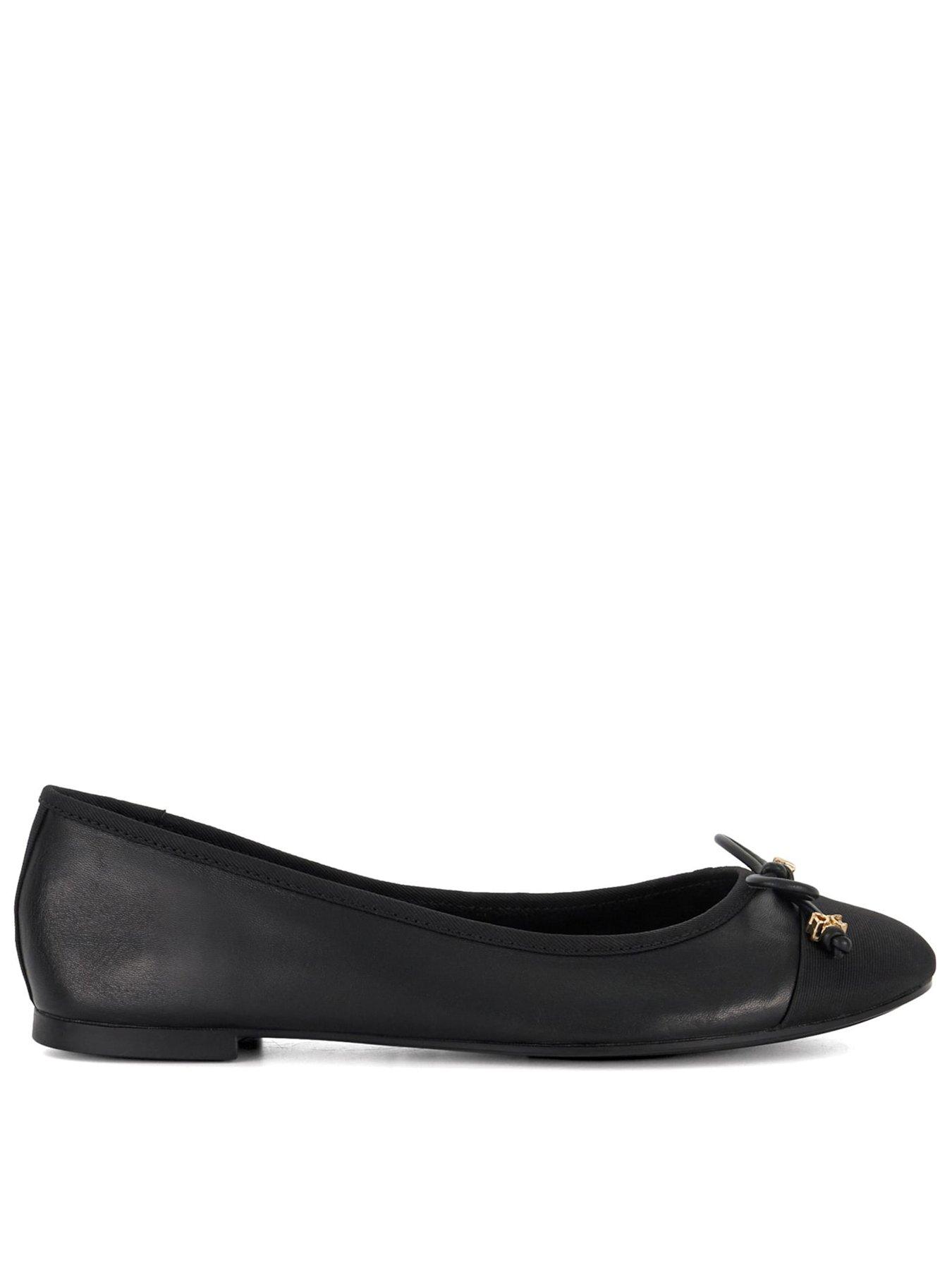 Dune London Wide Fit Hallo Leather Charm-detail Ballet Shoes - Black