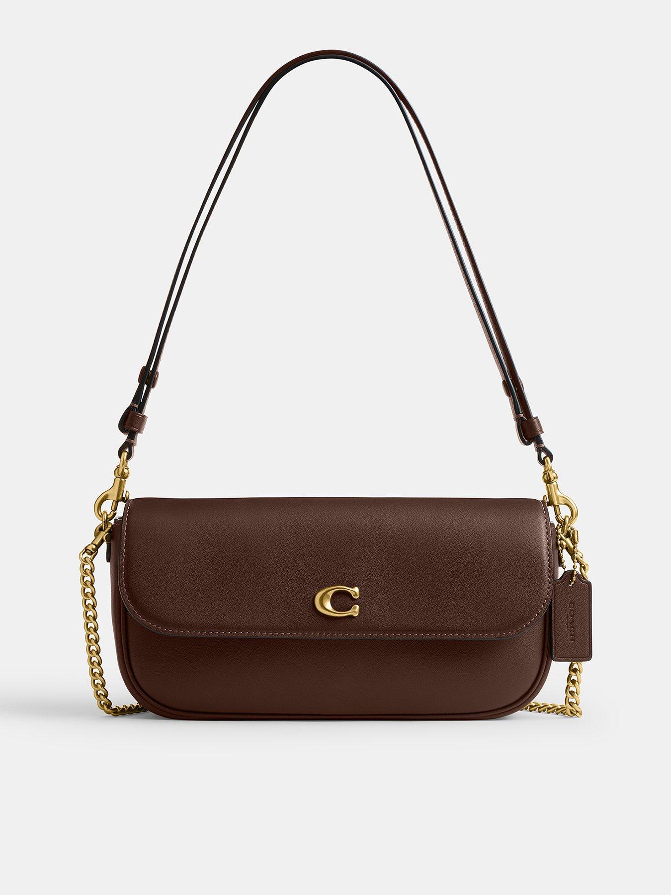 Image 1 of 5 of COACH Refined Calf Leather Brook Flap Chain Bag - Brown