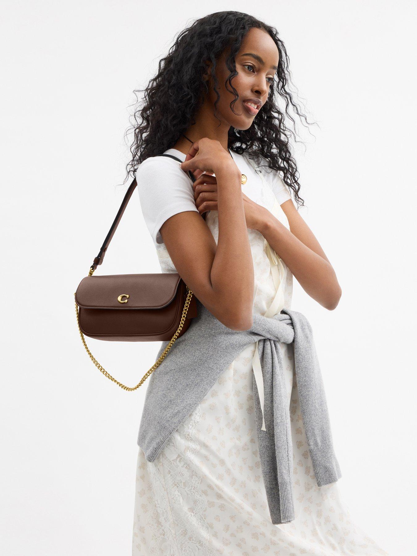 Image 2 of 5 of COACH Refined Calf Leather Brook Flap Chain Bag - Brown