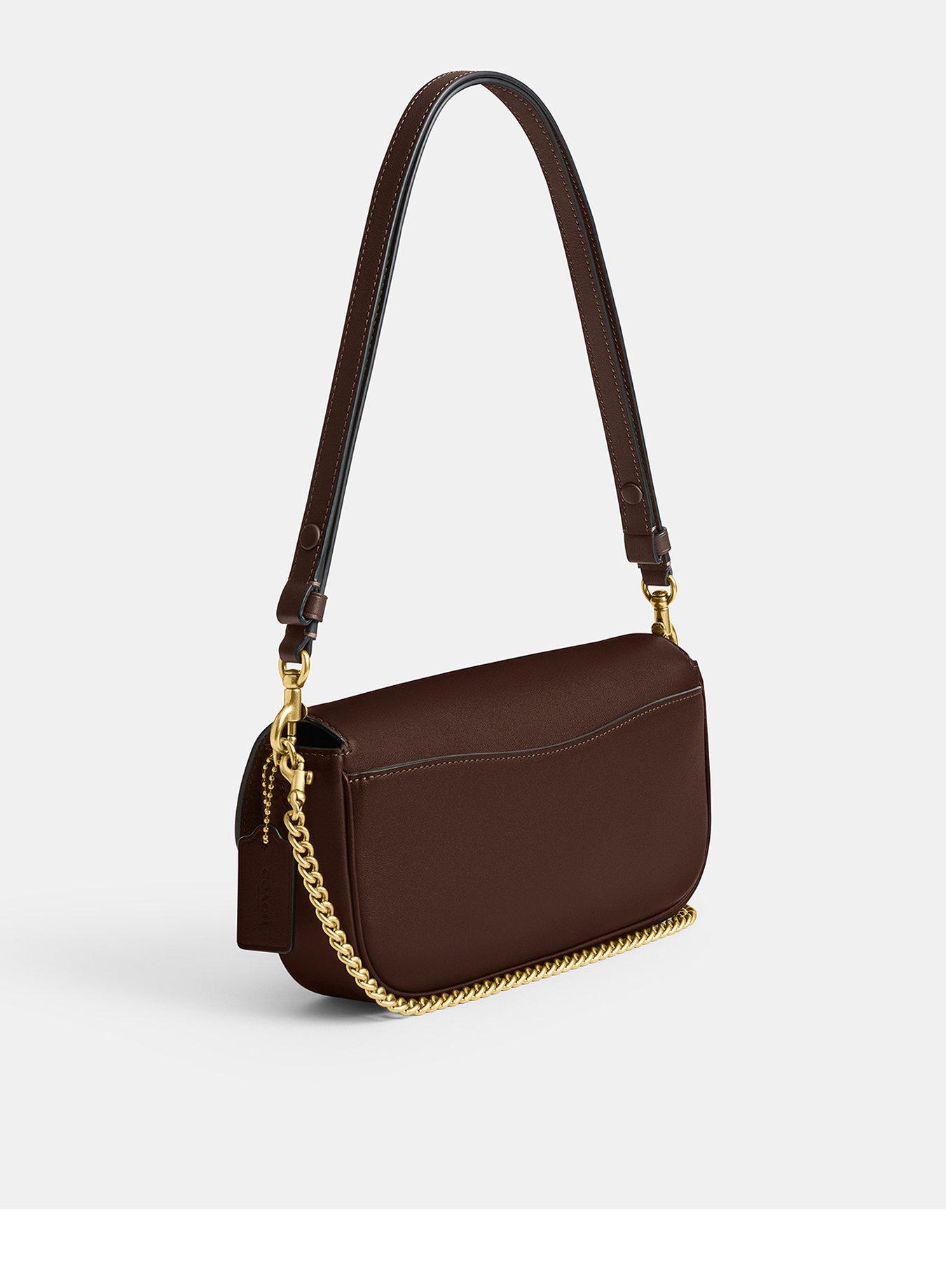 Image 3 of 5 of COACH Refined Calf Leather Brook Flap Chain Bag - Brown