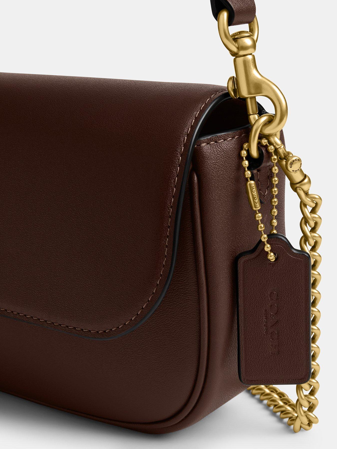 Image 4 of 5 of COACH Refined Calf Leather Brook Flap Chain Bag - Brown