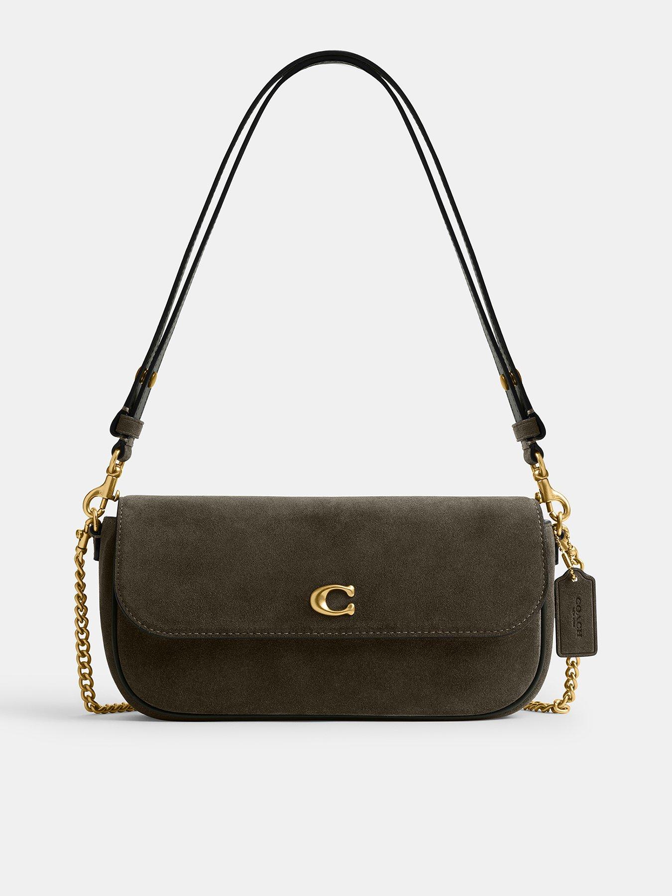 COACH Suede Brook Flap Chain Bag - Green
