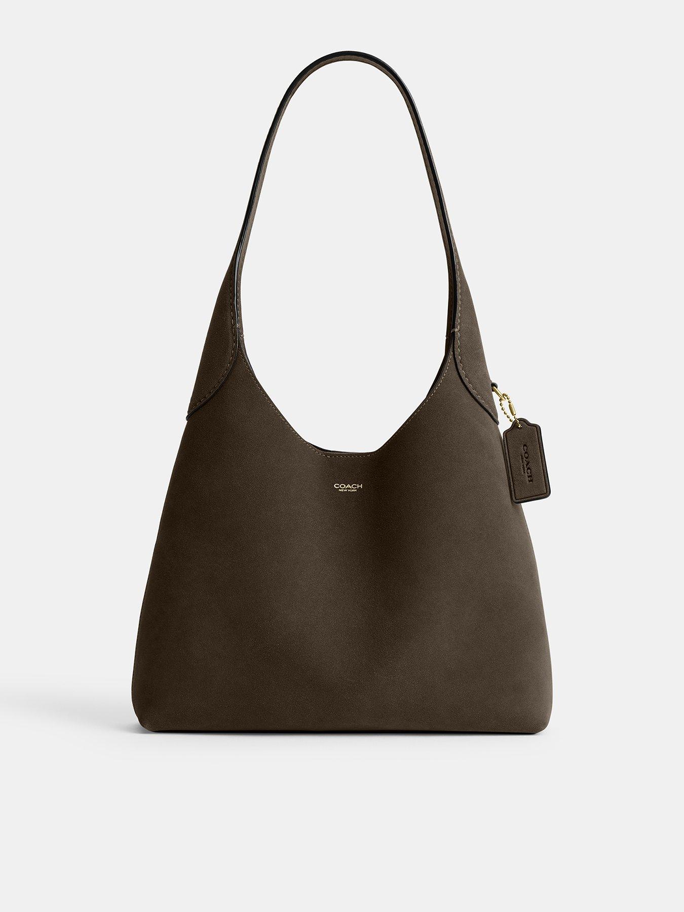Image 1 of 5 of COACH Suede Brooklyn Shoulder Bag 28 - Green