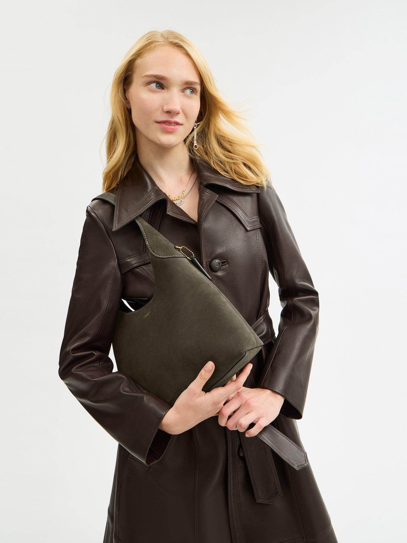 Image 2 of 5 of COACH Suede Brooklyn Shoulder Bag 28 - Green