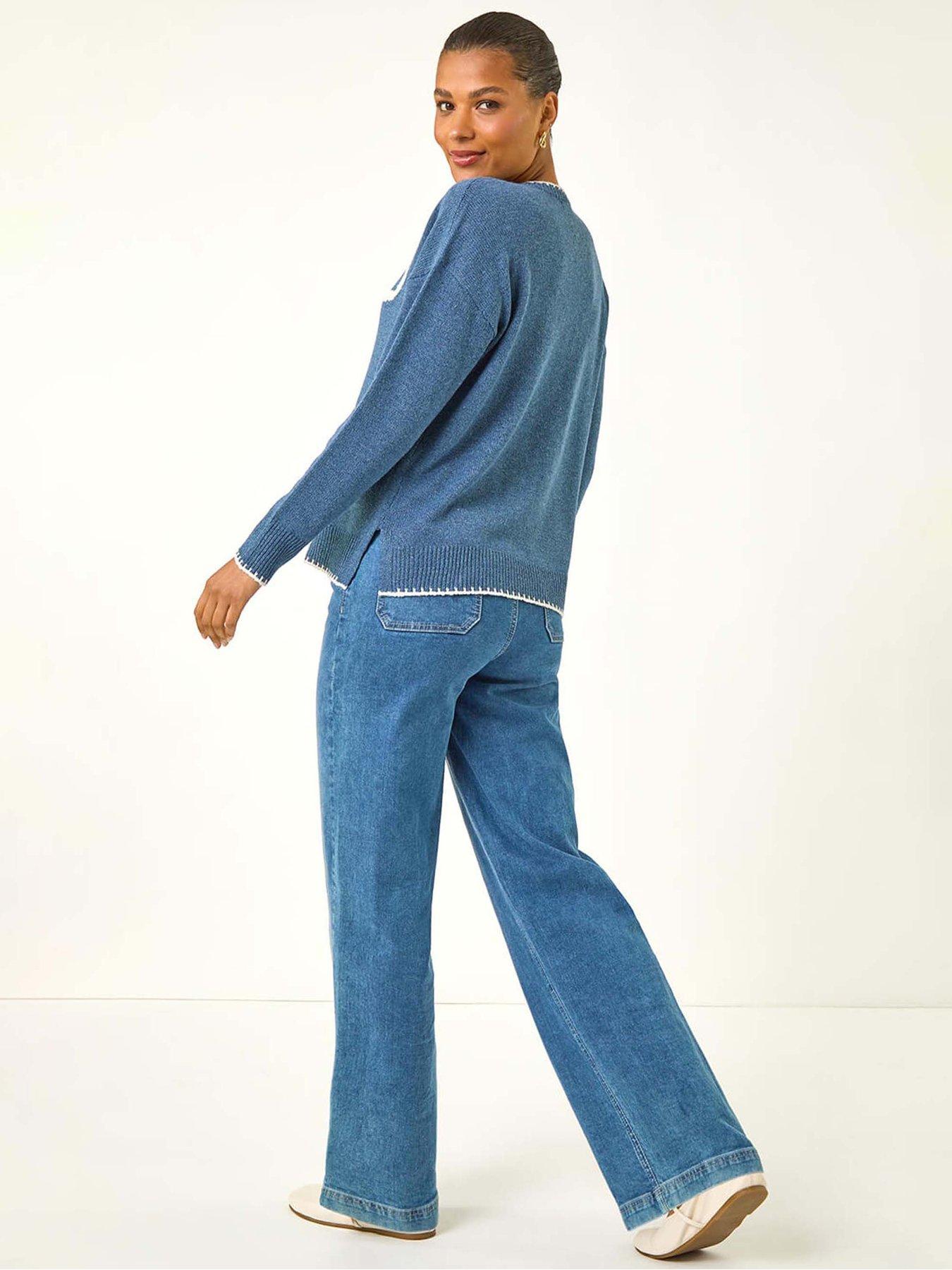 roman-contrast-stitch-bow-knit-jumper-bluestillFront