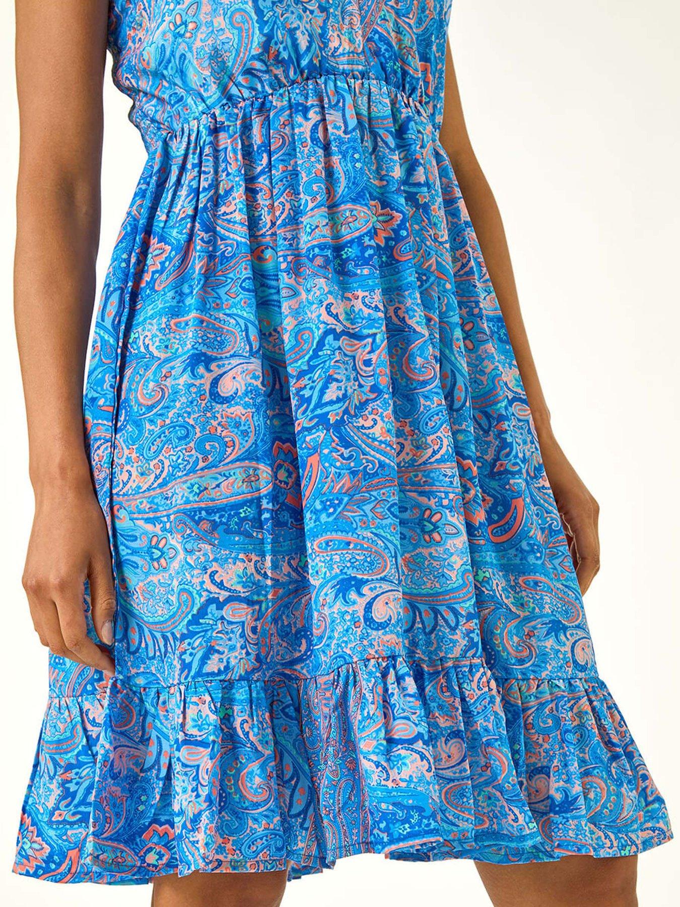 roman-paisley-print-strap-frill-dress-bluedetail