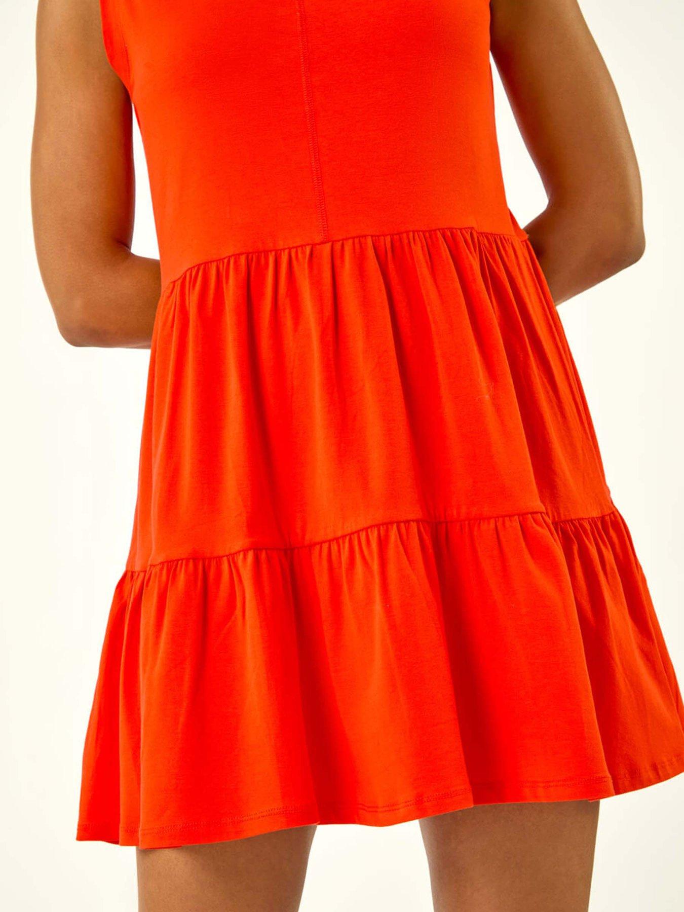 roman-cotton-tiered-stretch-dress-orangedetail
