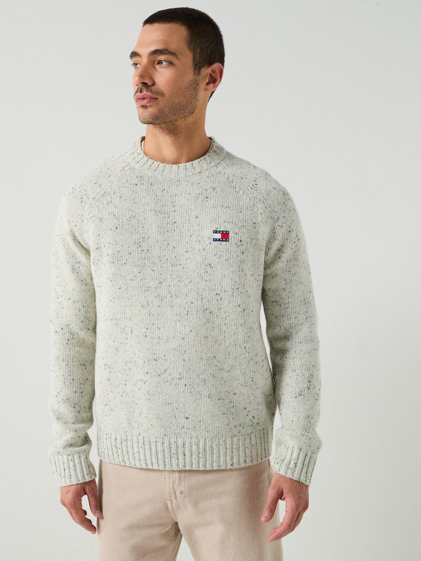 Image 1 of 6 of Tommy Jeans Tommy Jeans Regular Fit Badge Knitted Jumper - White
