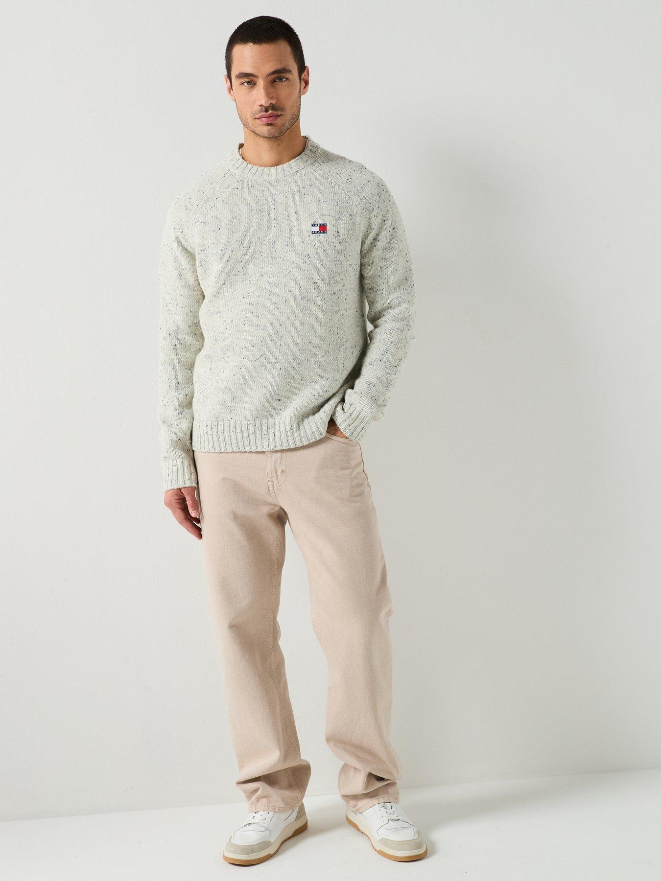 Image 3 of 6 of Tommy Jeans Tommy Jeans Regular Fit Badge Knitted Jumper - White