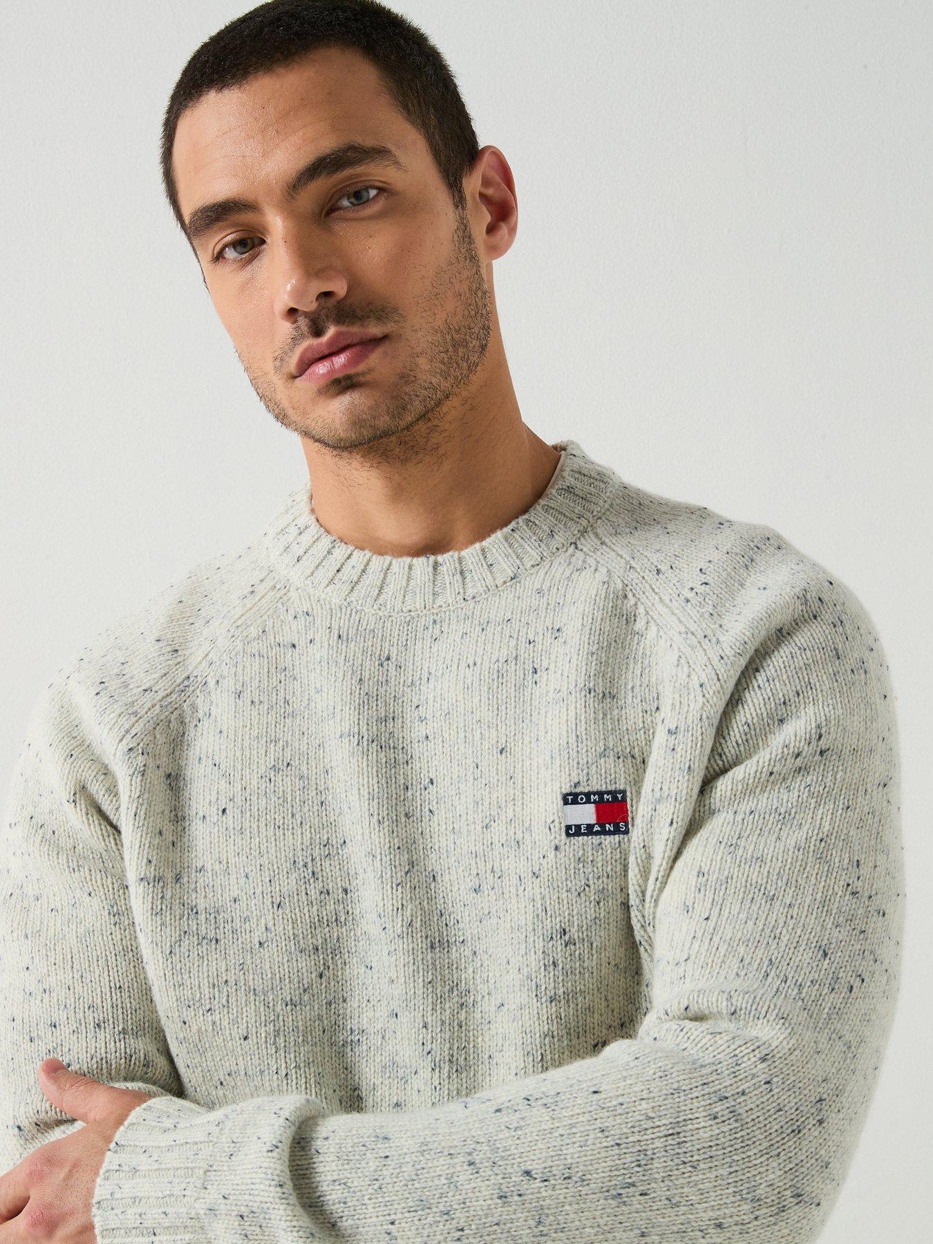 Image 4 of 6 of Tommy Jeans Tommy Jeans Regular Fit Badge Knitted Jumper - White