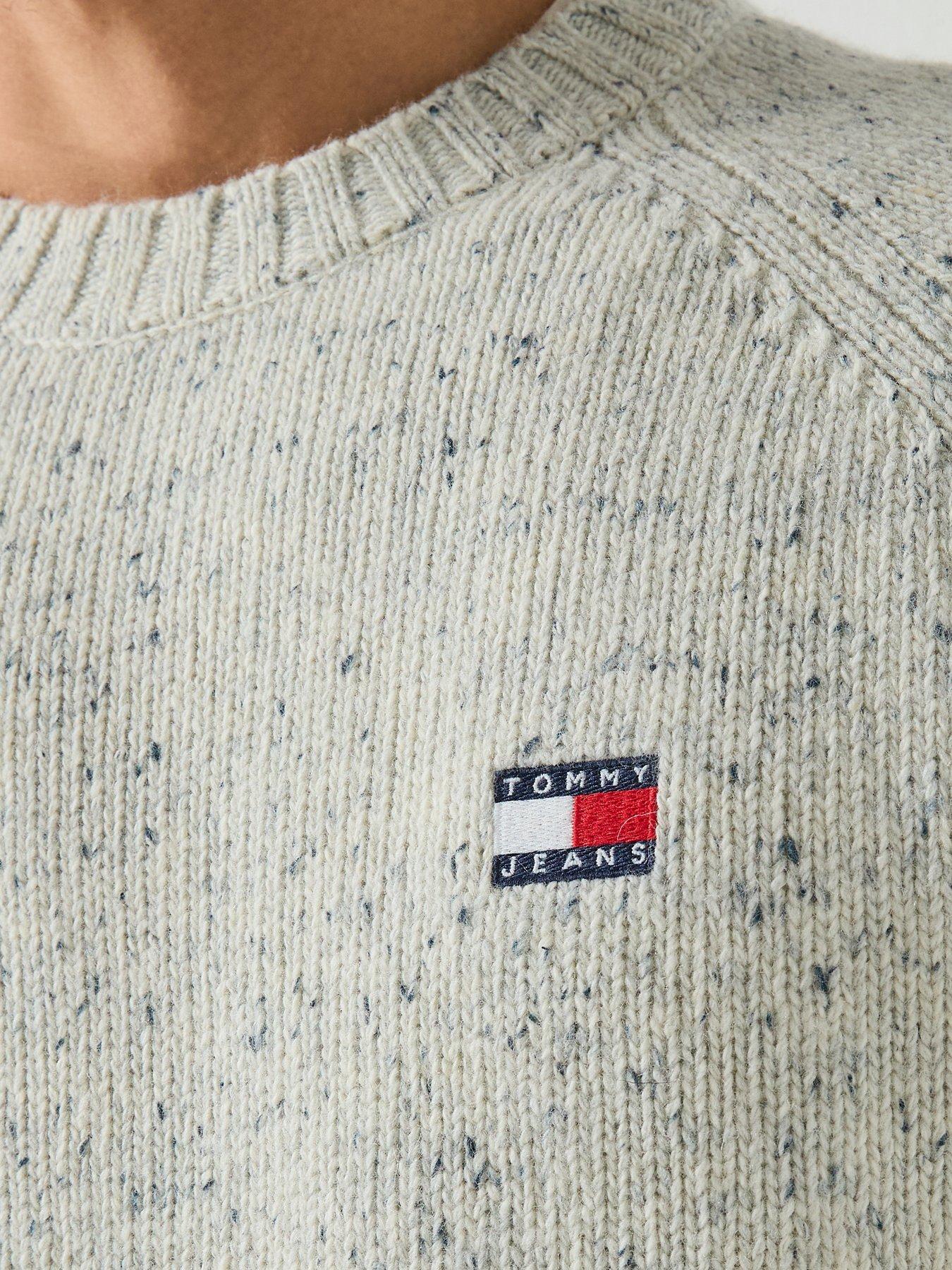 Image 5 of 6 of Tommy Jeans Tommy Jeans Regular Fit Badge Knitted Jumper - White