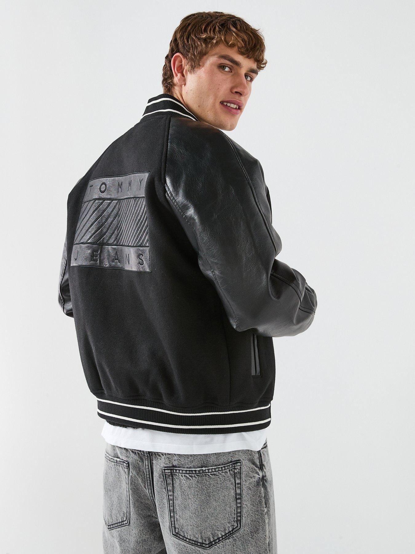 Image 2 of 6 of Tommy Jeans Flag Varsity Jacket - Black