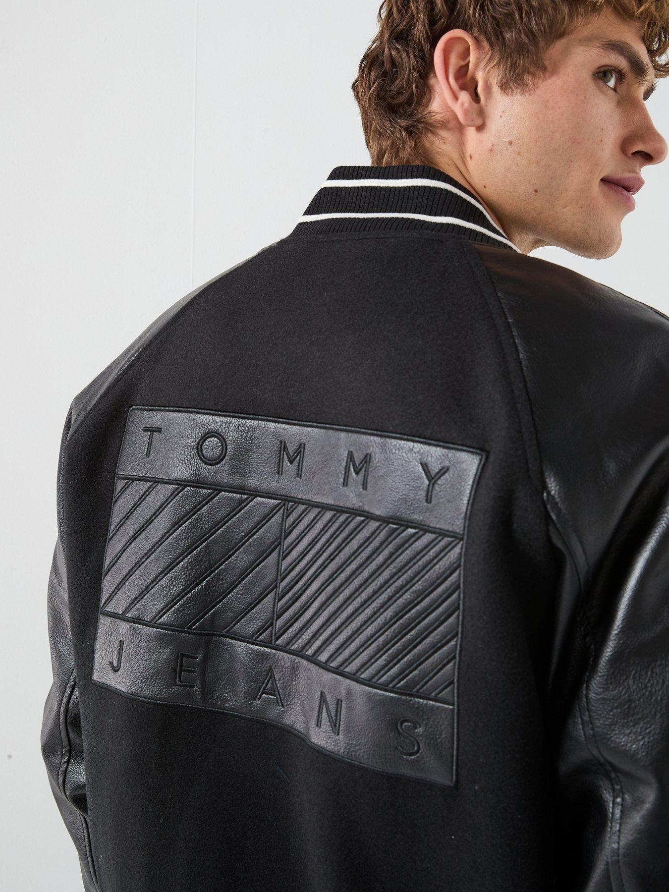 Image 4 of 6 of Tommy Jeans Flag Varsity Jacket - Black