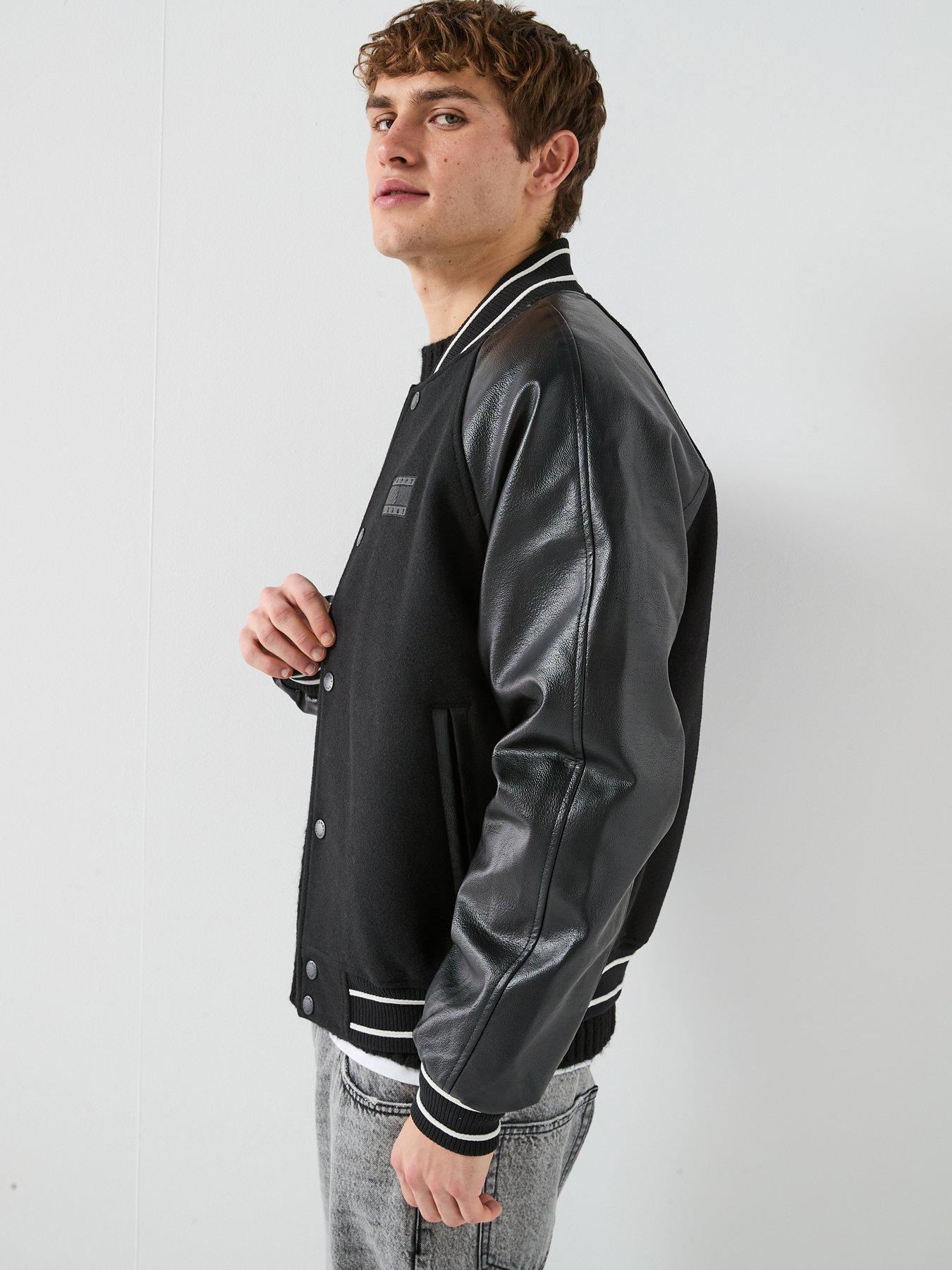 Image 5 of 6 of Tommy Jeans Flag Varsity Jacket - Black