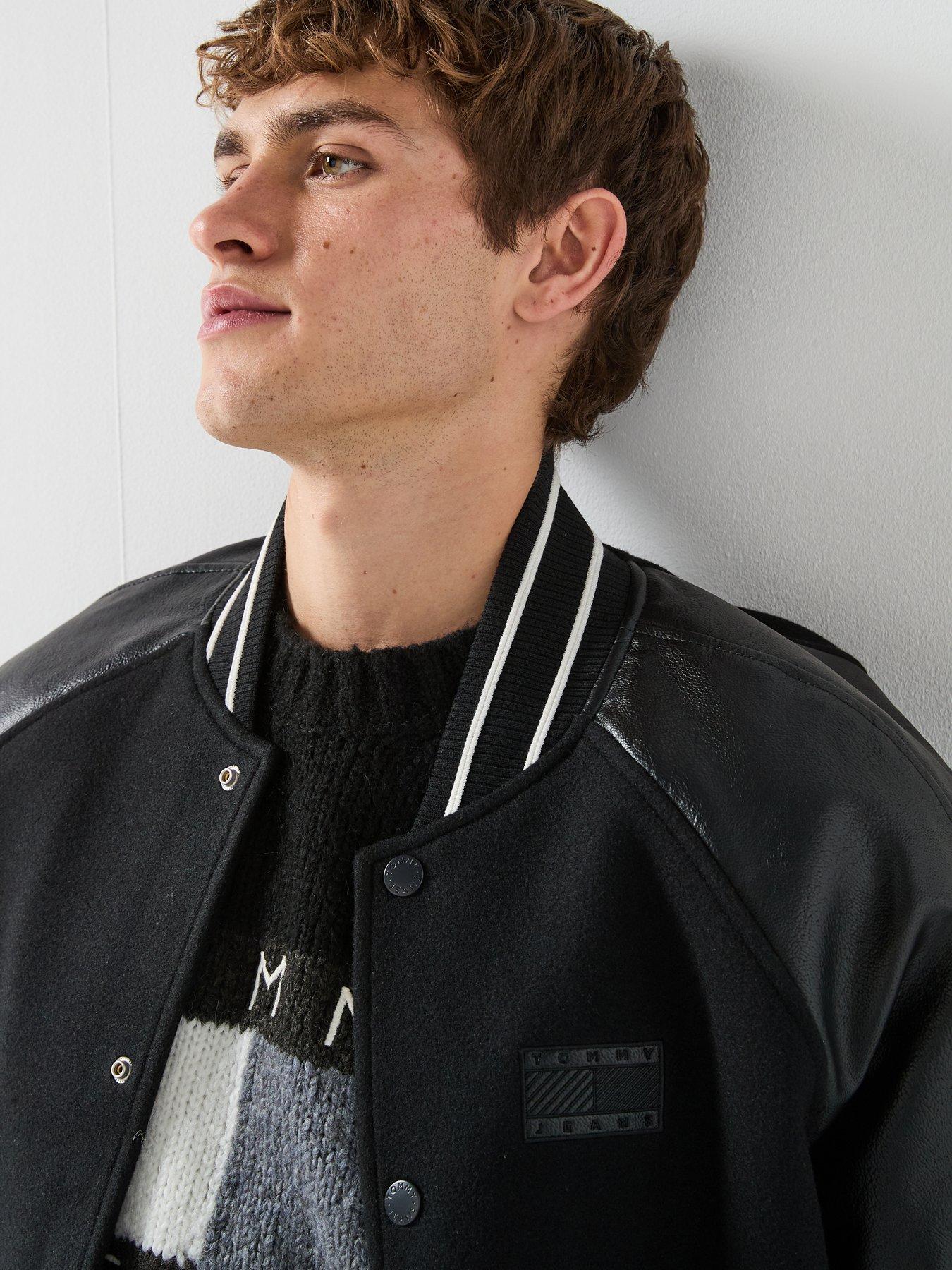 Image 6 of 6 of Tommy Jeans Flag Varsity Jacket - Black