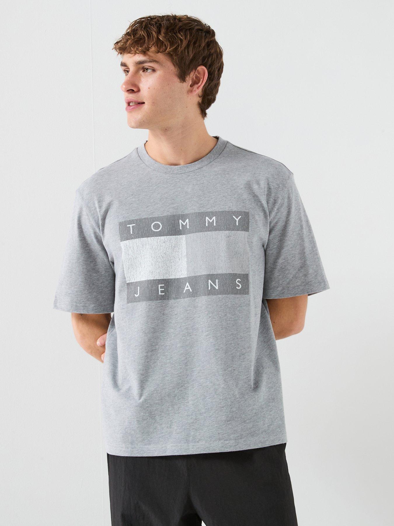 Image 1 of 5 of Tommy Jeans Tommy Jeans 90s Distressed Flag T-shirt - Grey
