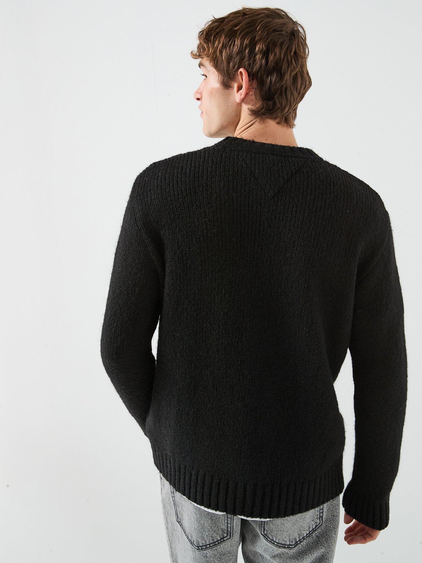 Image 2 of 6 of Tommy Jeans Tommy Jeans Regular Fit Flag Bearer Knitted Jumper - Black