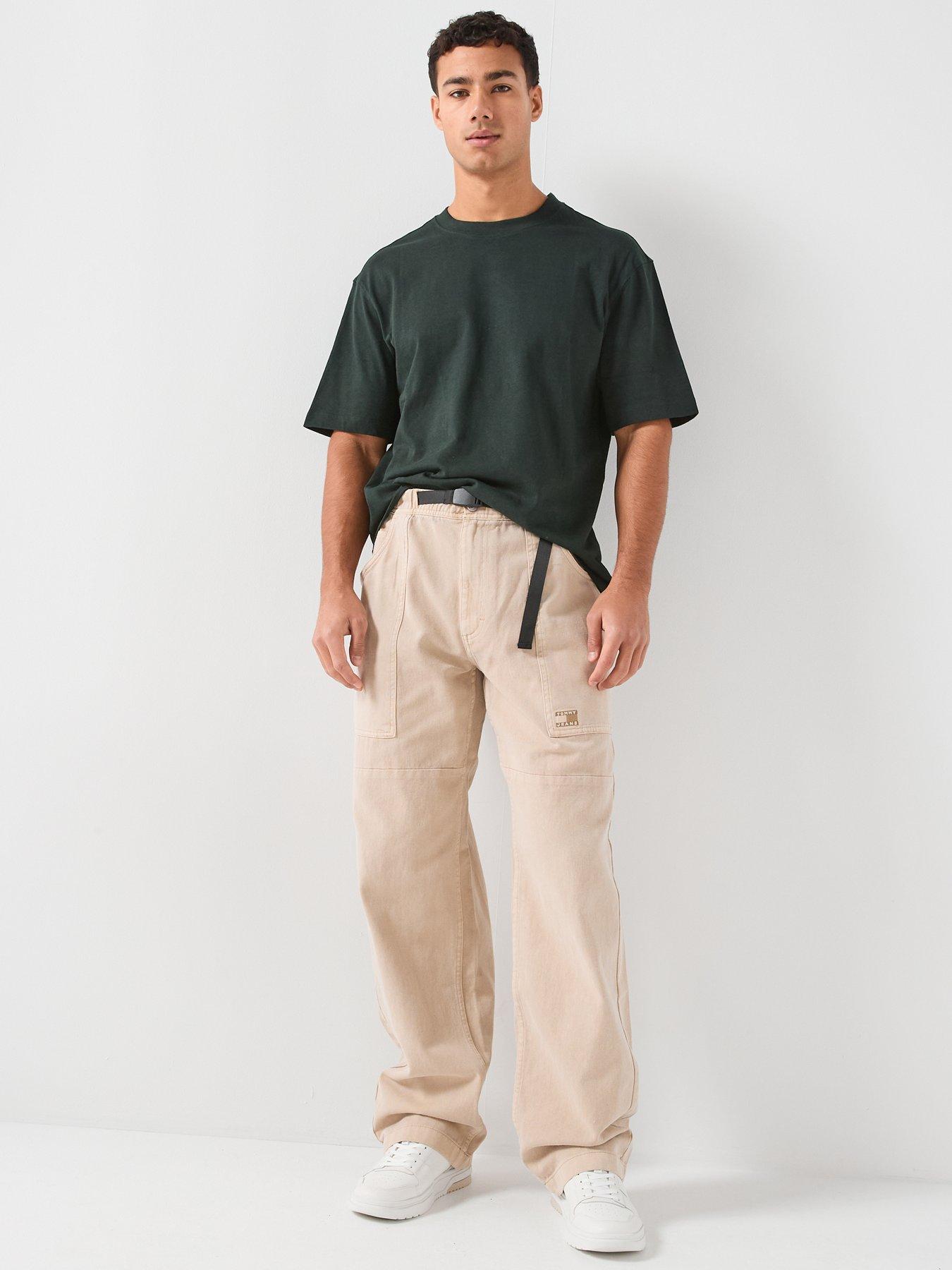 Image 3 of 4 of Tommy Jeans Jaimie Panelled Belted Casual Trousers - Cream