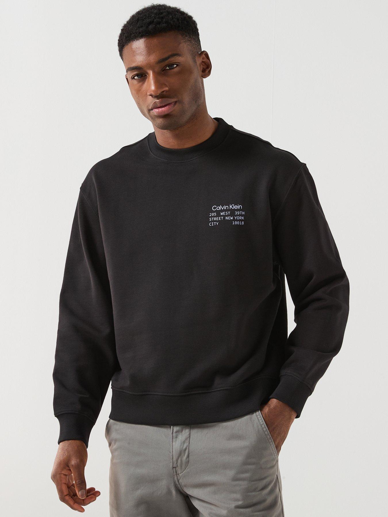 Image 2 of 6 of Calvin Klein Jeans Terry Box Graphic Crew Sweatshirt - Black