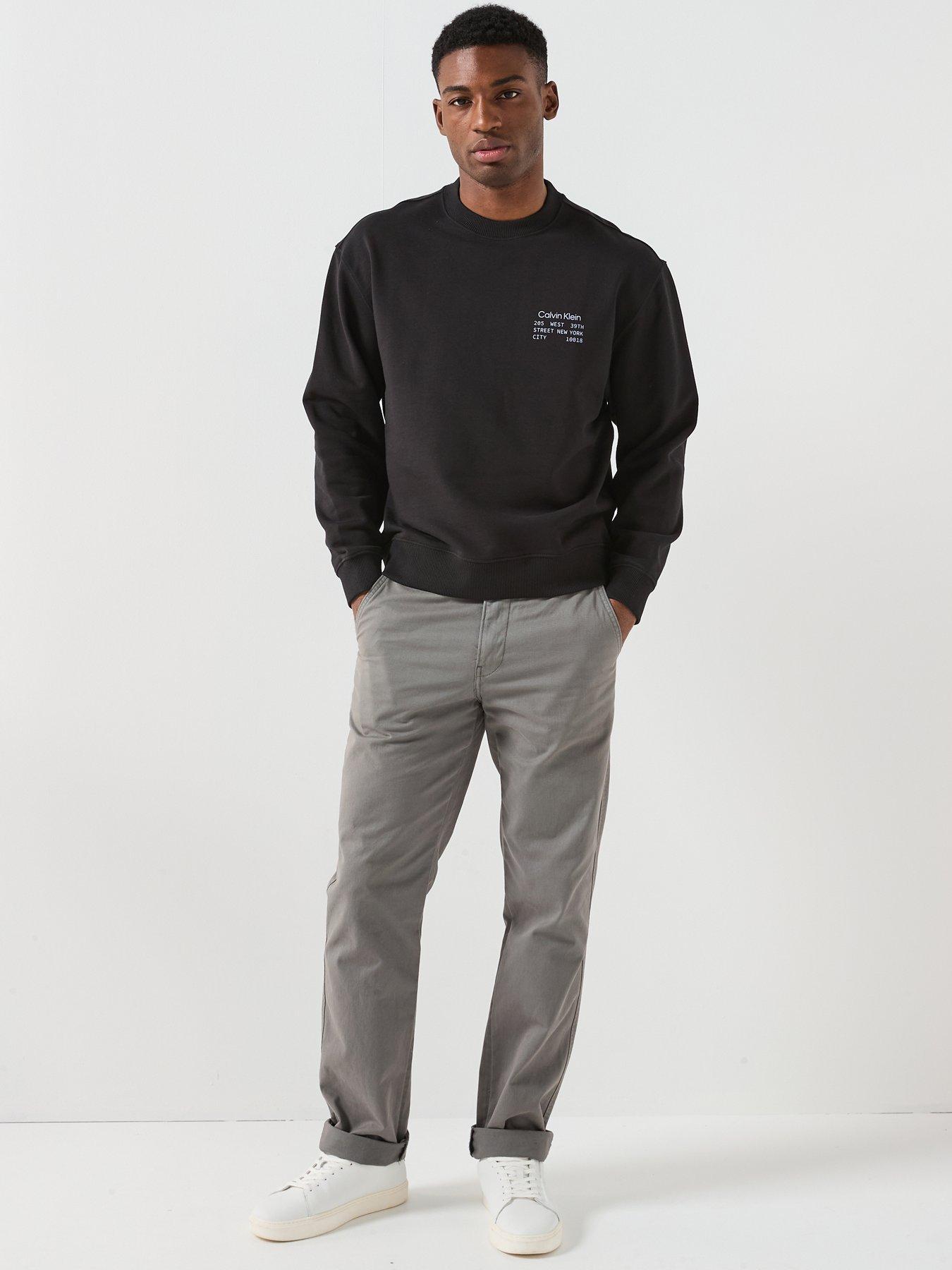 Image 3 of 6 of Calvin Klein Jeans Terry Box Graphic Crew Sweatshirt - Black
