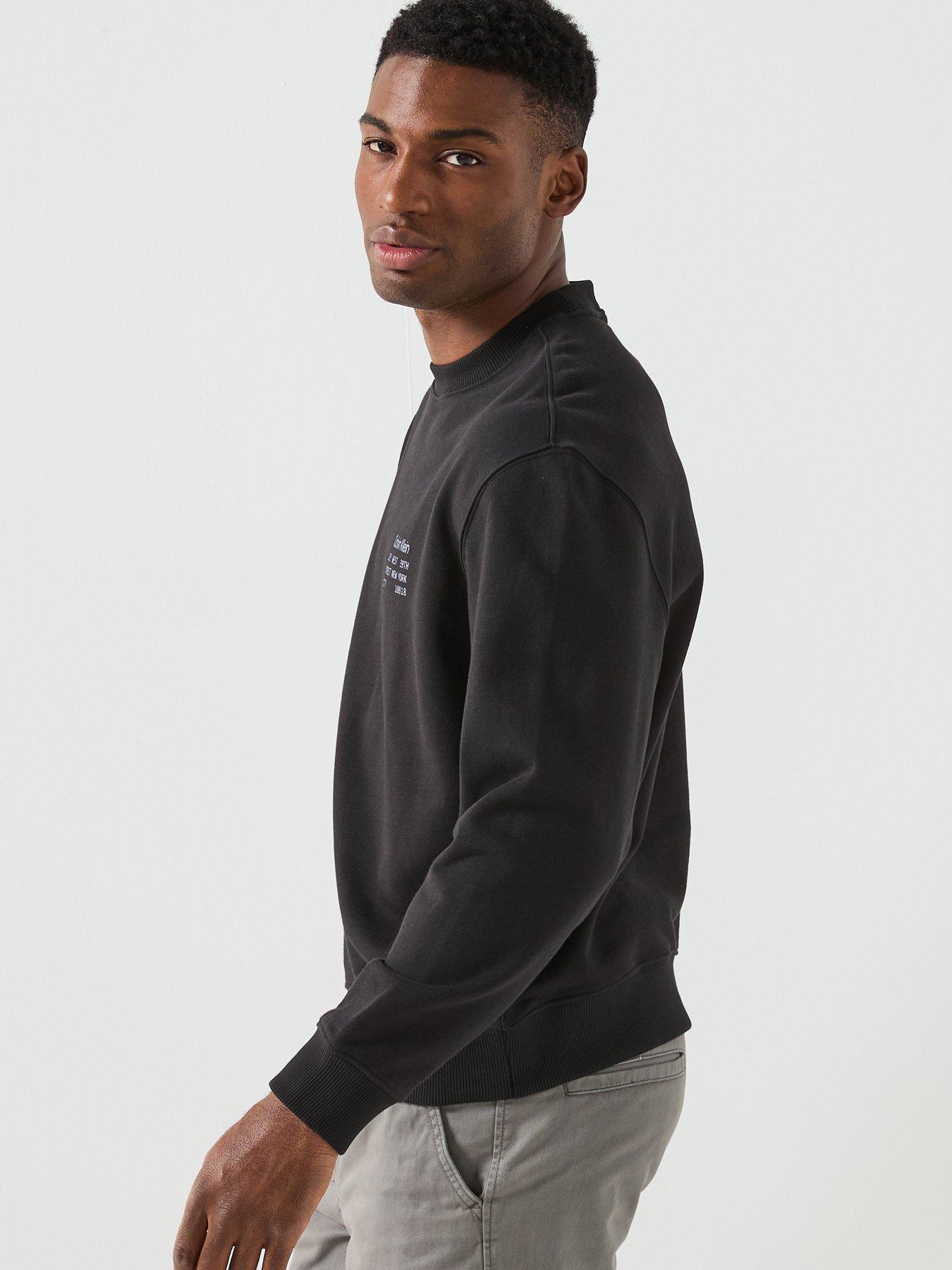 Image 6 of 6 of Calvin Klein Jeans Terry Box Graphic Crew Sweatshirt - Black