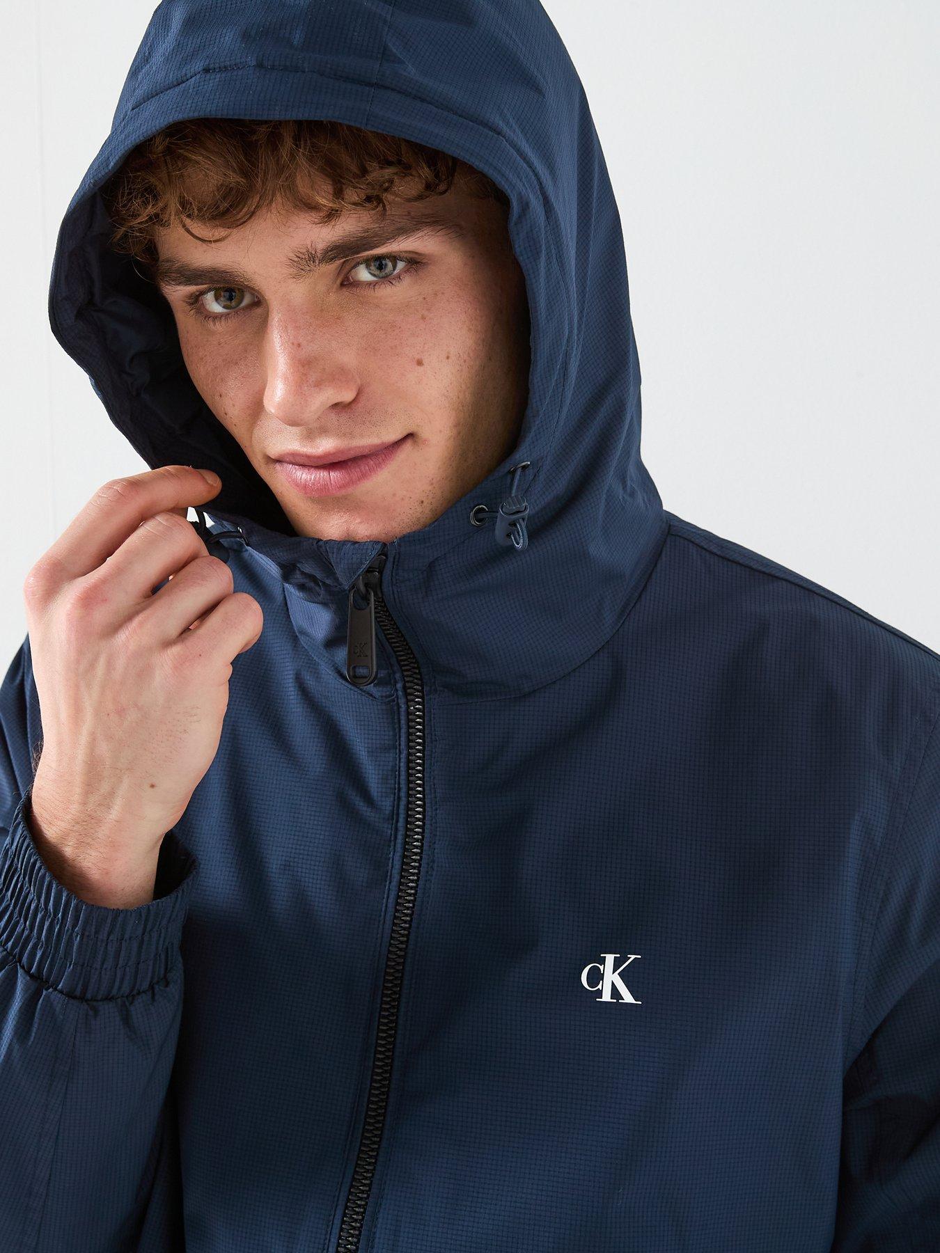 Image 4 of 6 of Calvin Klein Jeans Hooded Ripstop Harrington Jacket - Navy
