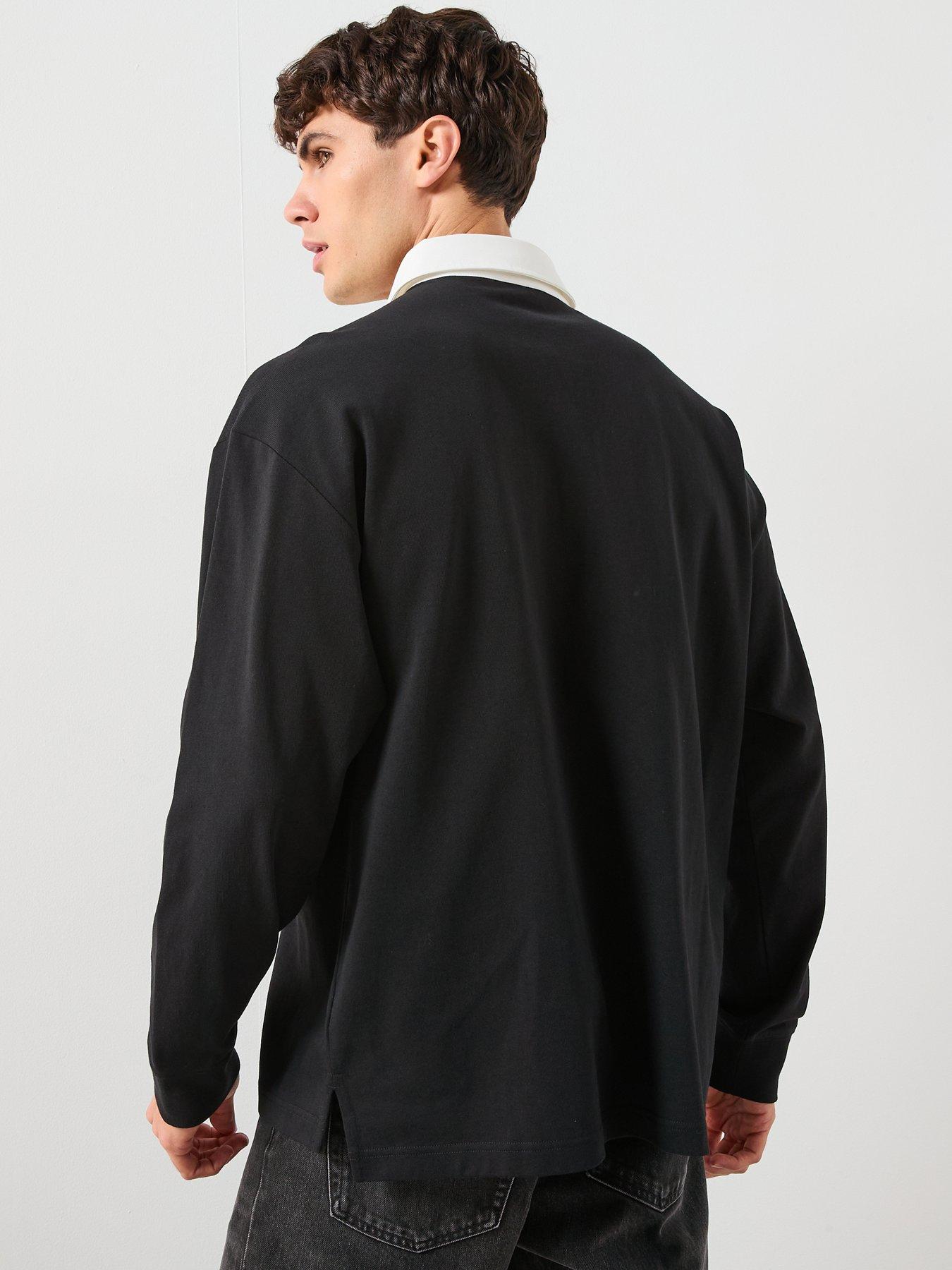 Image 2 of 6 of Calvin Klein Jeans Long Sleeve Rugby Polo Shirt - Black