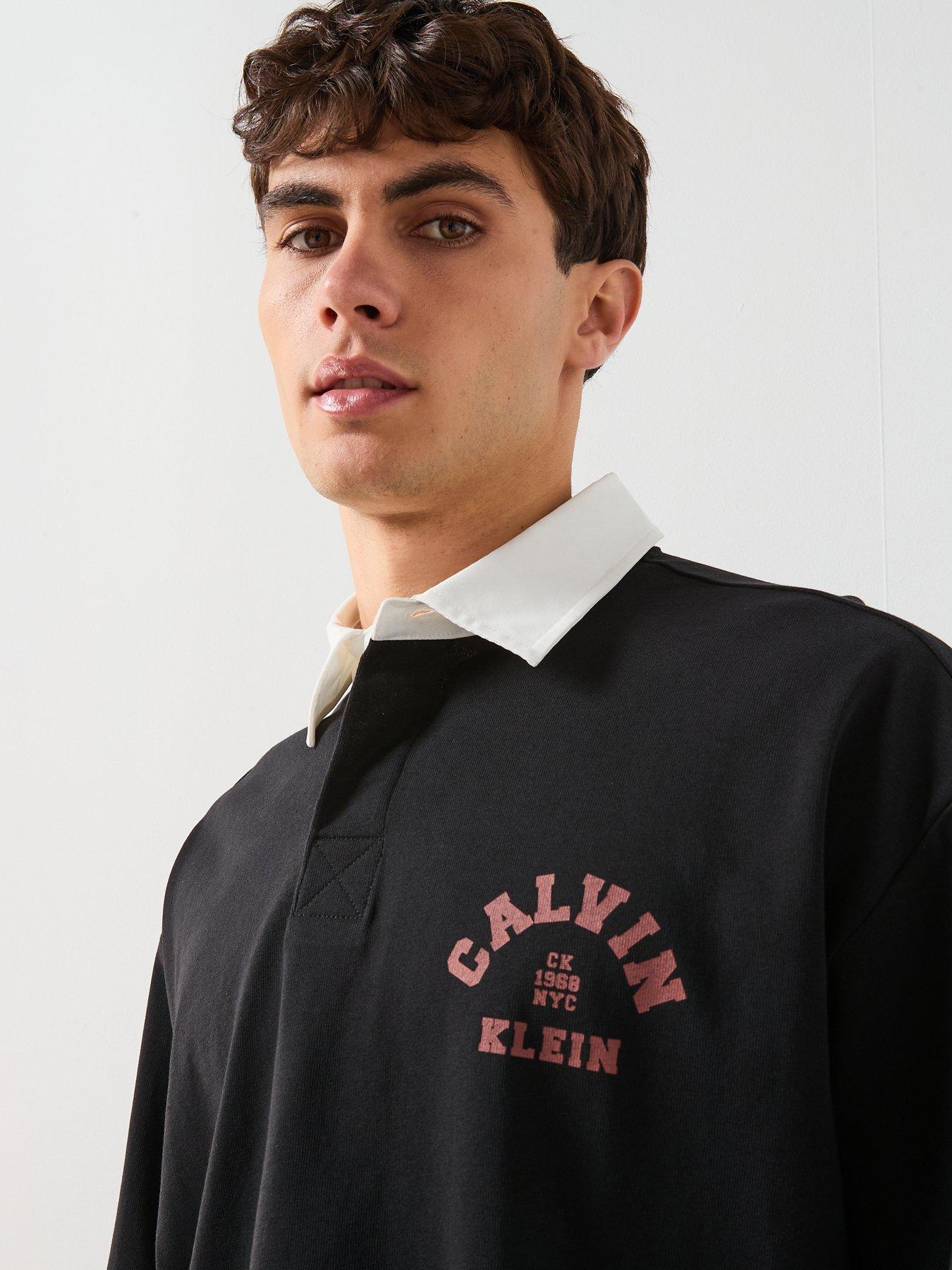 Image 5 of 6 of Calvin Klein Jeans Long Sleeve Rugby Polo Shirt - Black