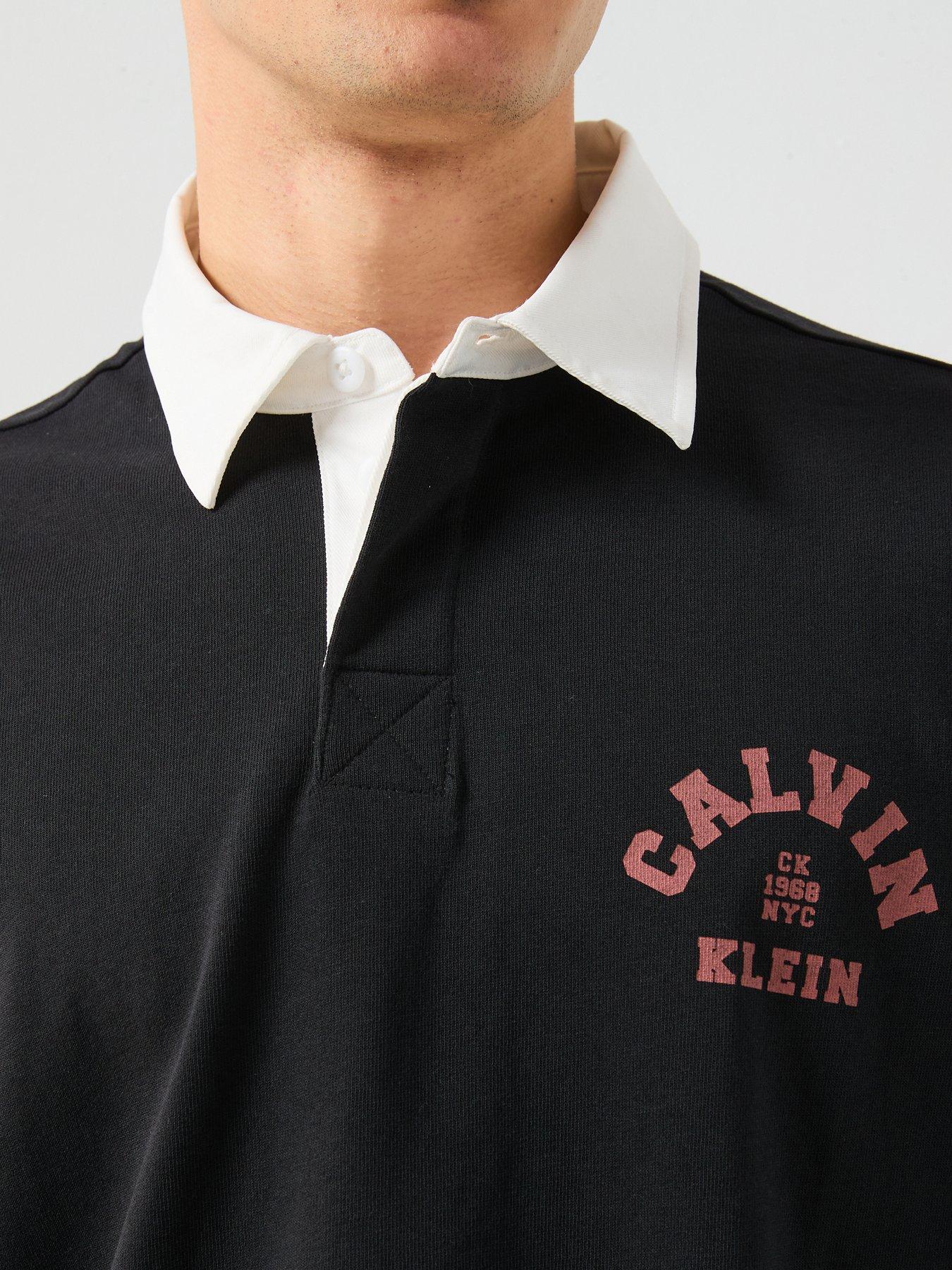 Image 6 of 6 of Calvin Klein Jeans Long Sleeve Rugby Polo Shirt - Black