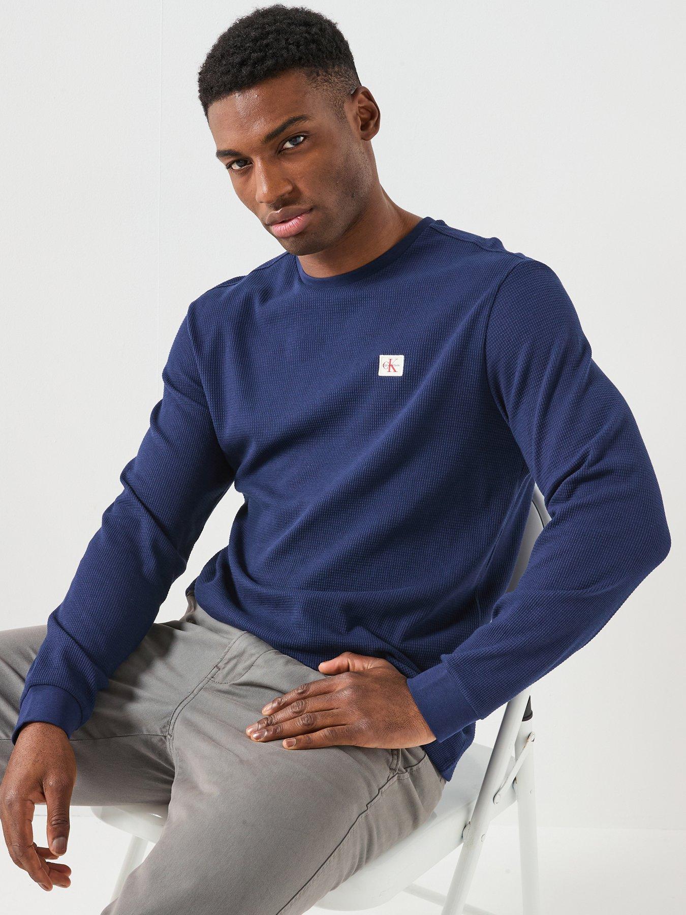 calvin-klein-jeans-long-sleeve-waffle-badge-t-shirt-navy