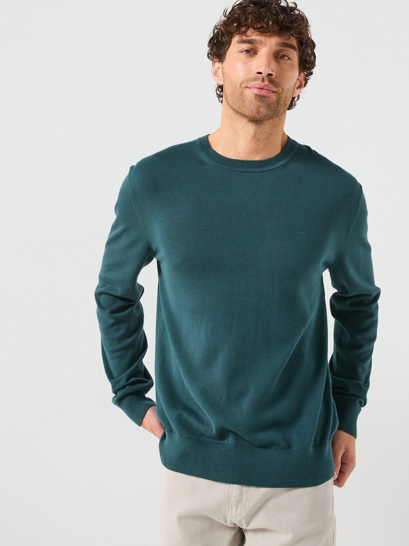 Calvin Klein Supima Cotton Crew Neck Knitted Jumper - Green