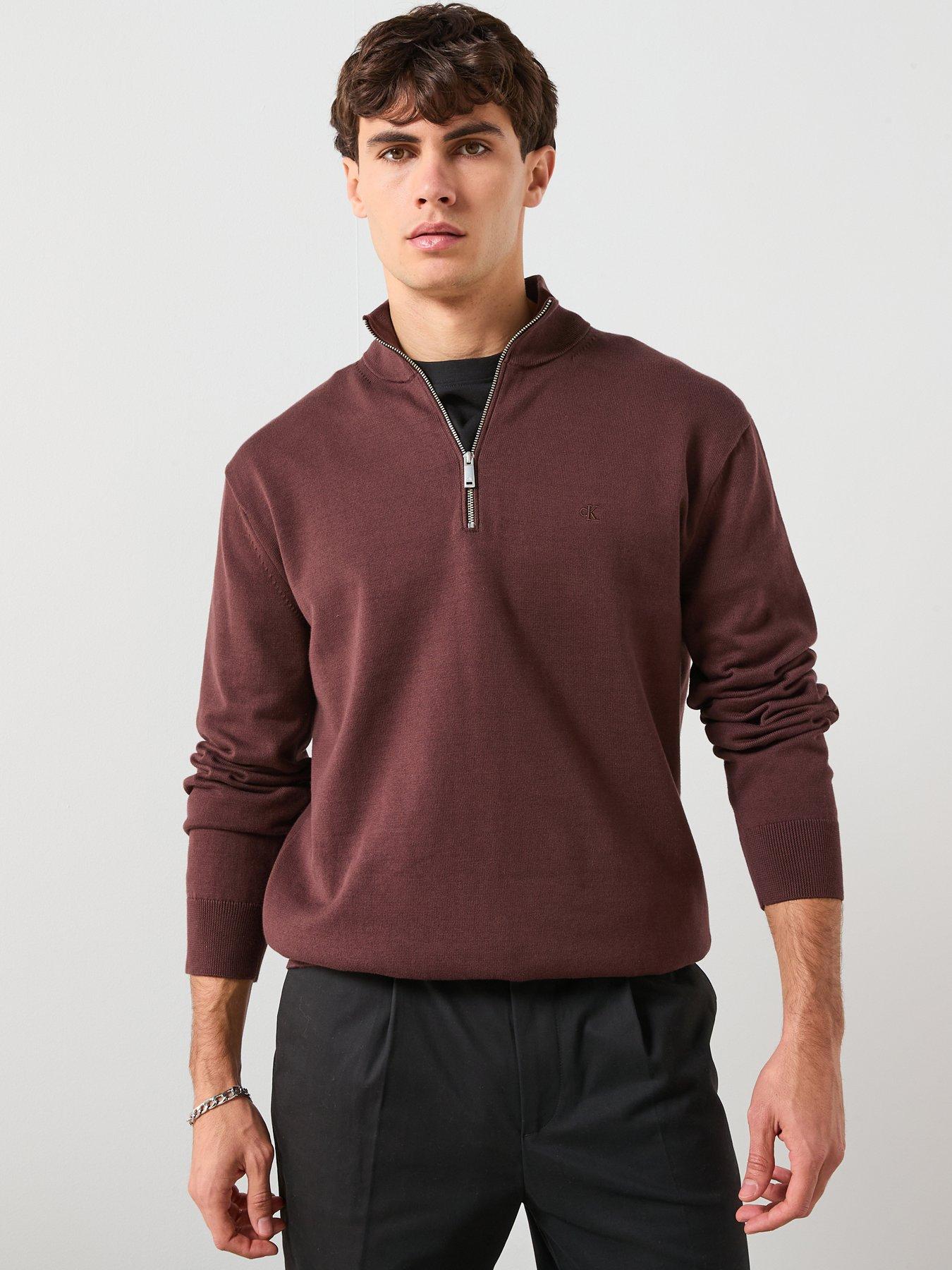 calvin-klein-supima-14-zip-knitted-jumper-black