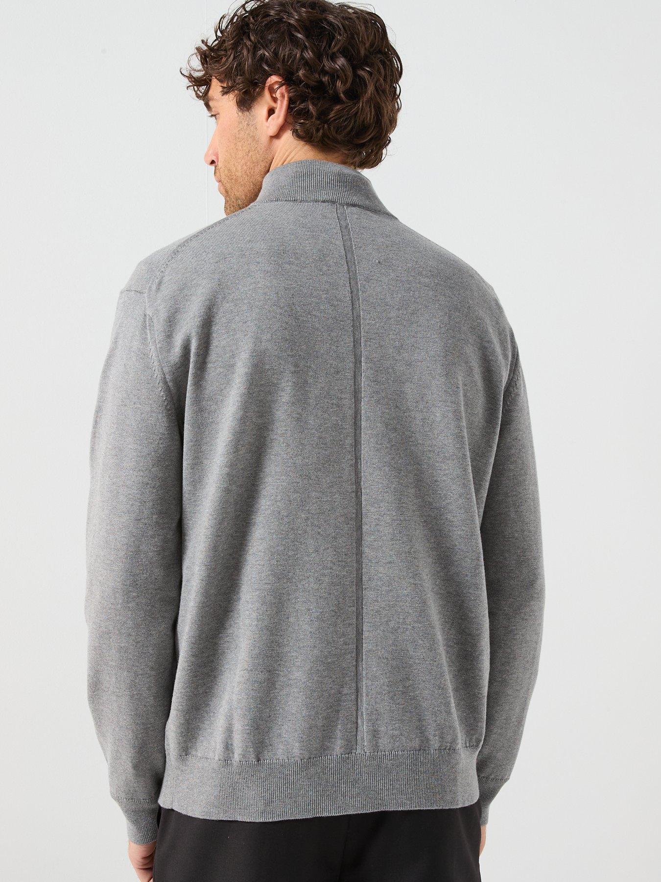 Image 2 of 5 of Calvin Klein Supima 1/4 Zip Knitted Jumper - Grey