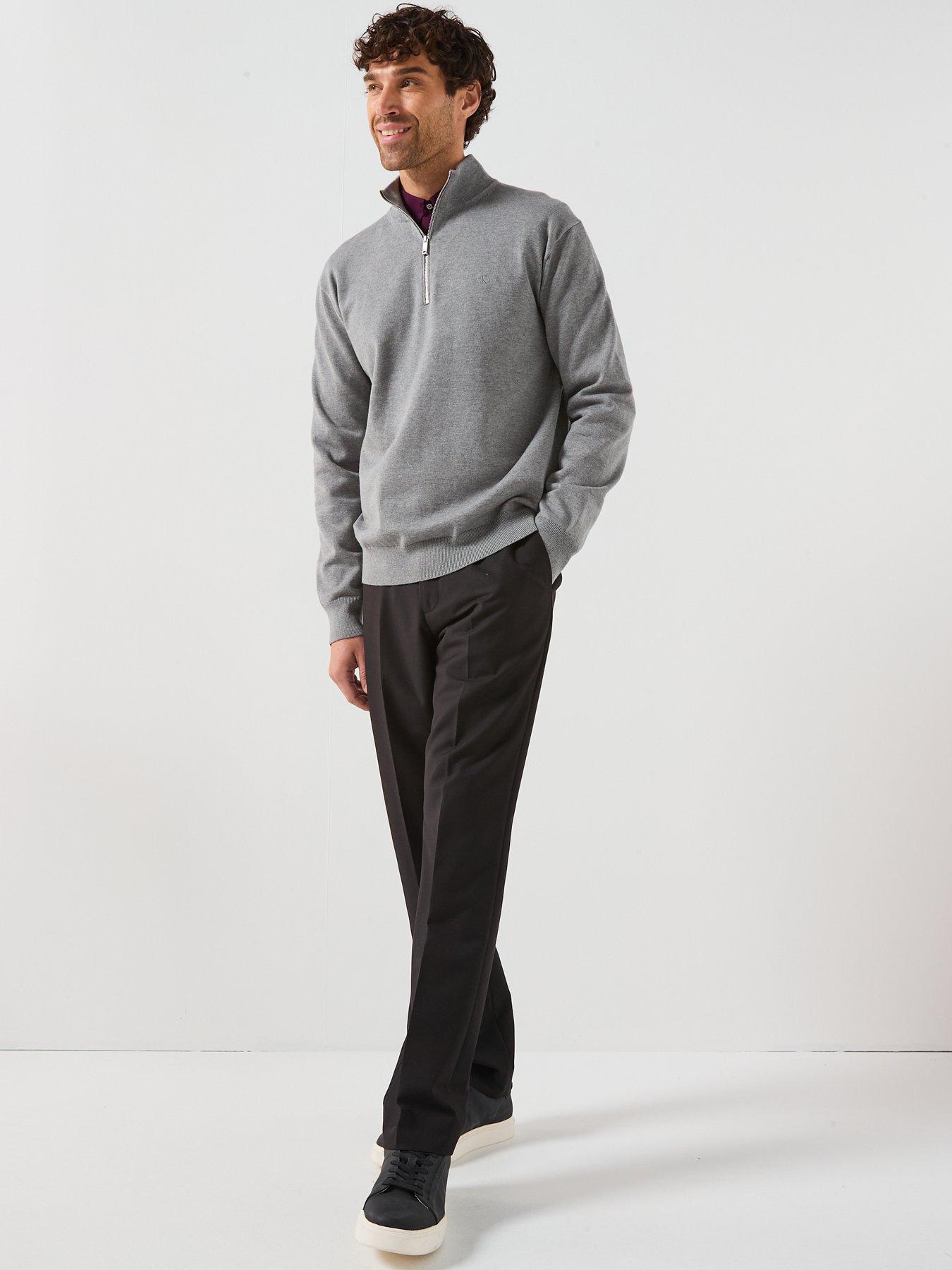 Image 3 of 5 of Calvin Klein Supima 1/4 Zip Knitted Jumper - Grey