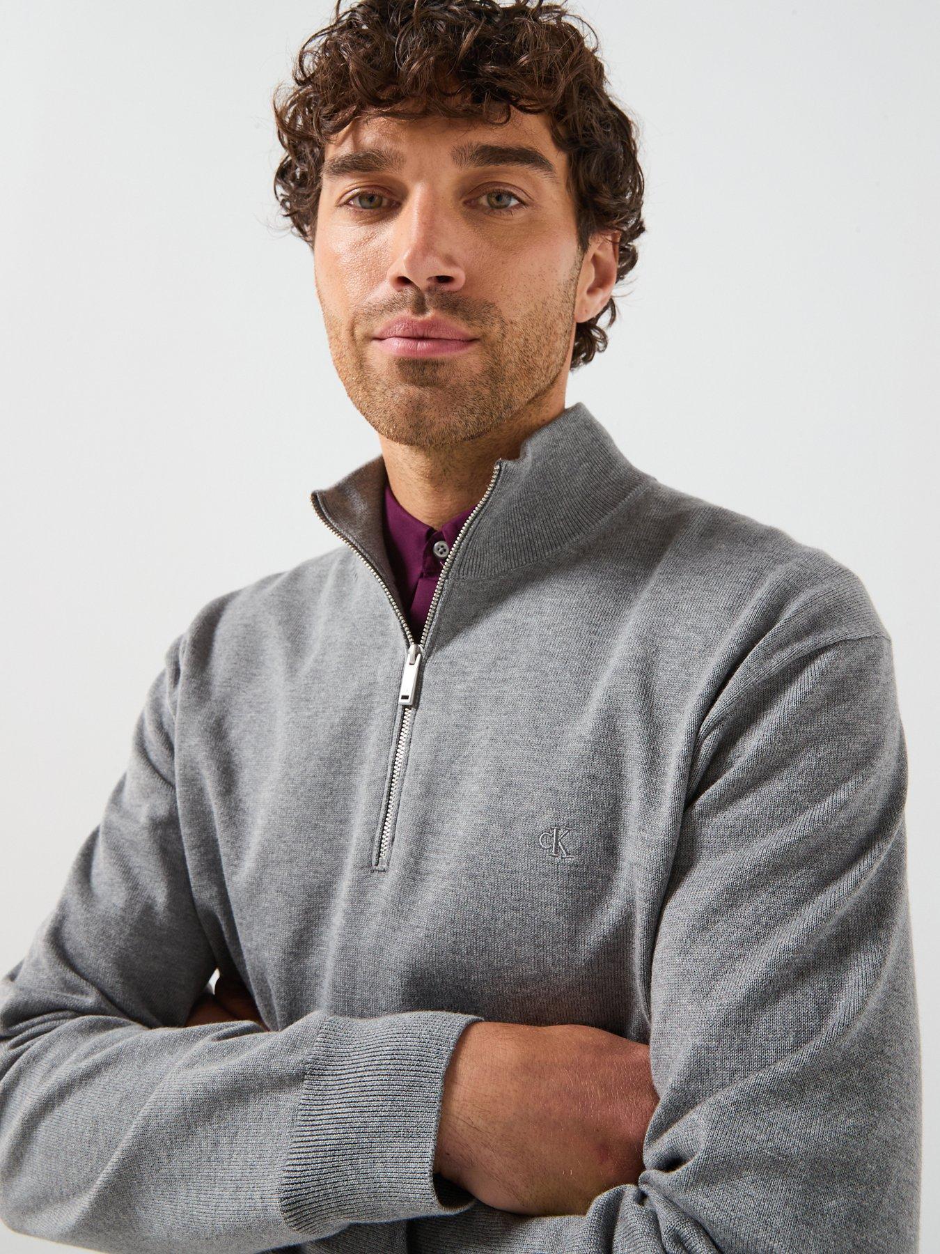 Image 4 of 5 of Calvin Klein Supima 1/4 Zip Knitted Jumper - Grey