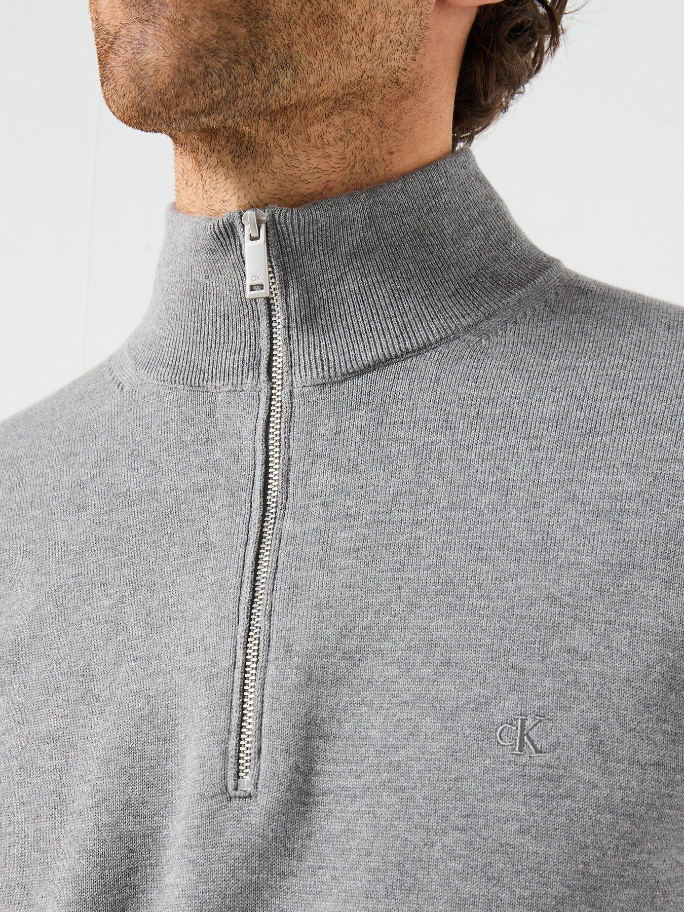 Image 5 of 5 of Calvin Klein Supima 1/4 Zip Knitted Jumper - Grey