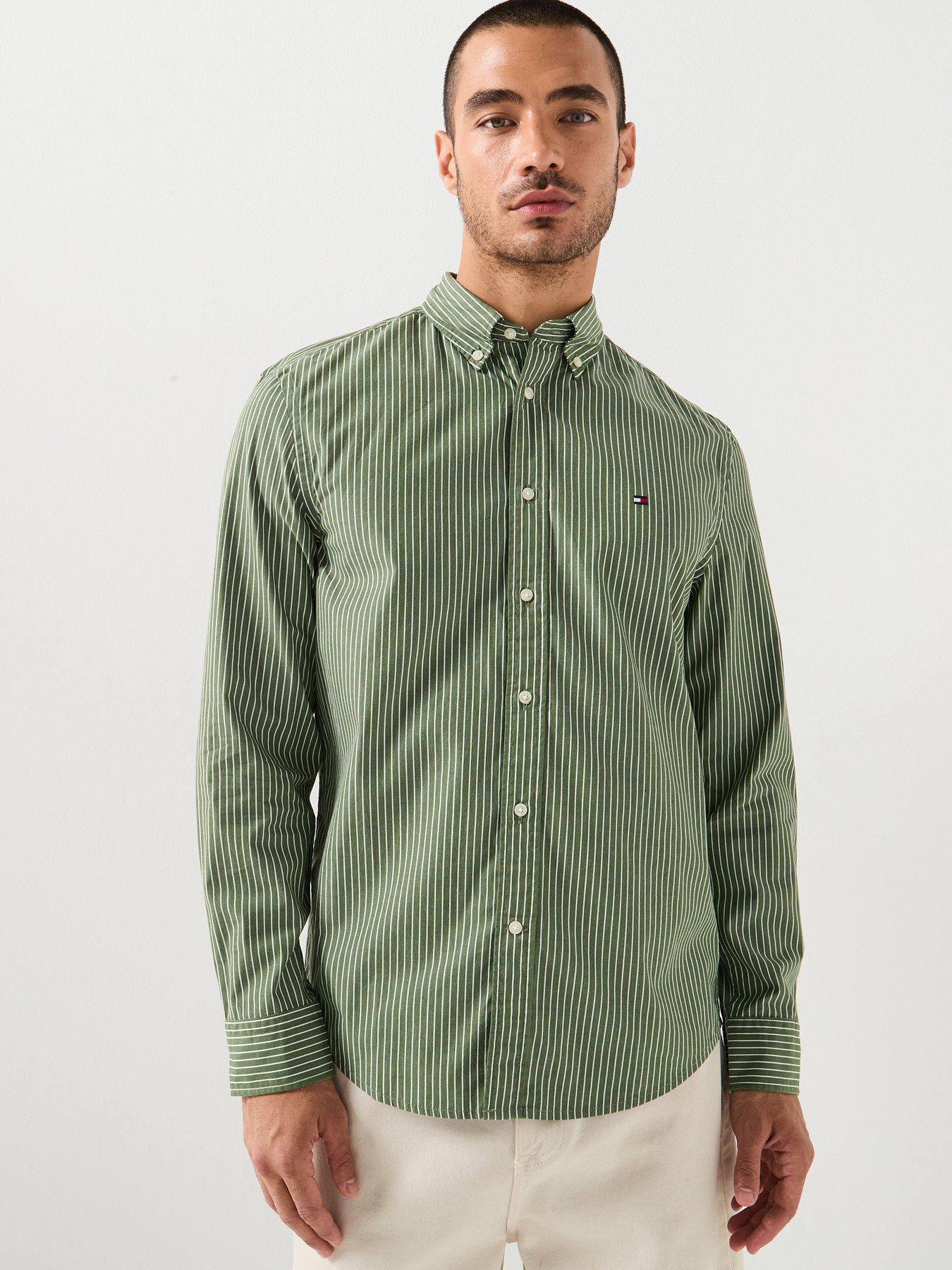 tommy-hilfiger-regular-fit-hairline-poplin-shirt-green