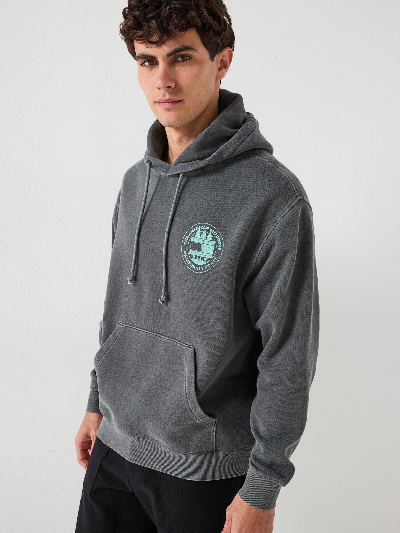 Image 1 of 6 of Tommy Jeans Regular Fit Backprint Washed Pullover Hoodie - Black