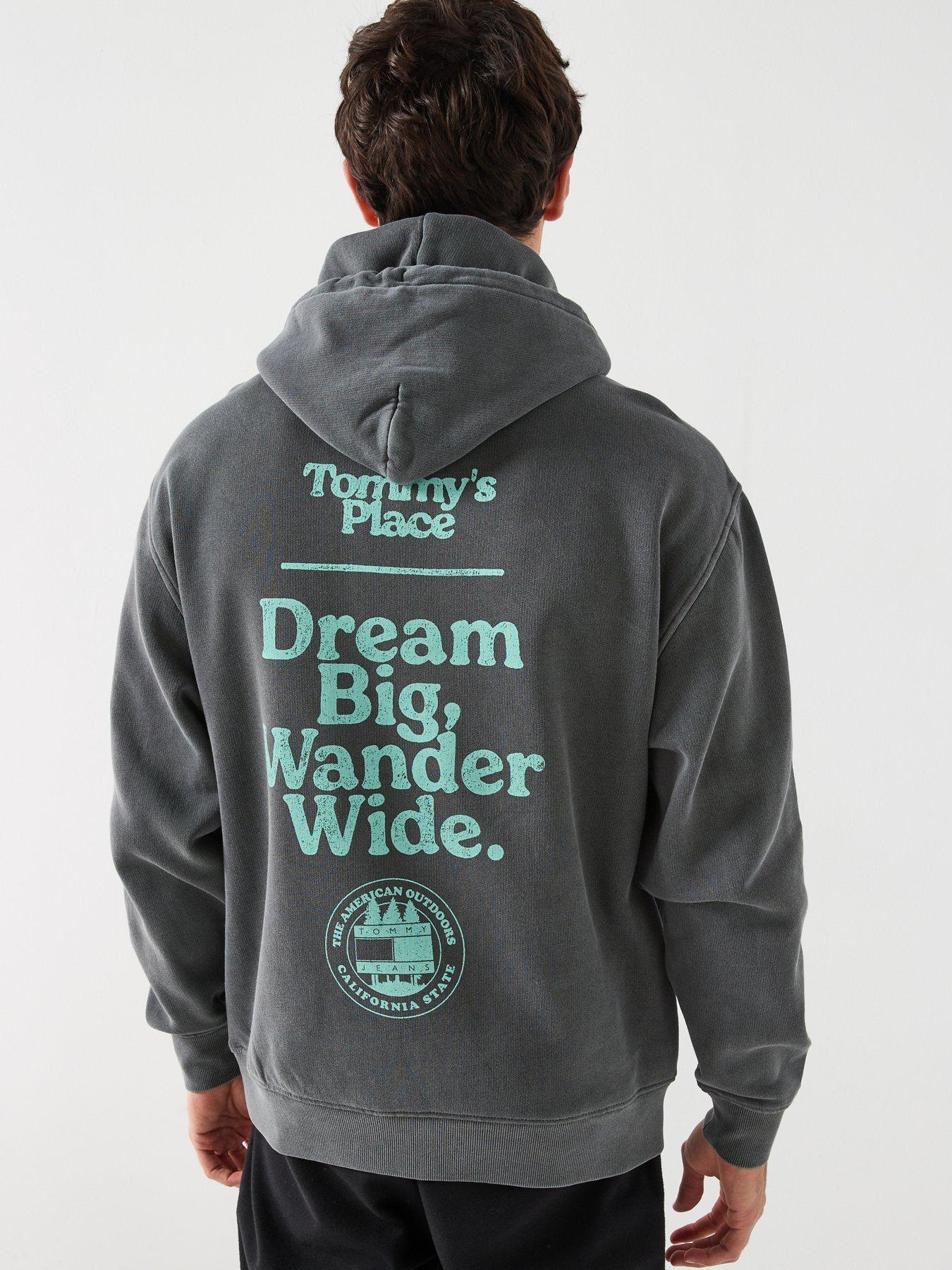 Image 2 of 6 of Tommy Jeans Regular Fit Backprint Washed Pullover Hoodie - Black