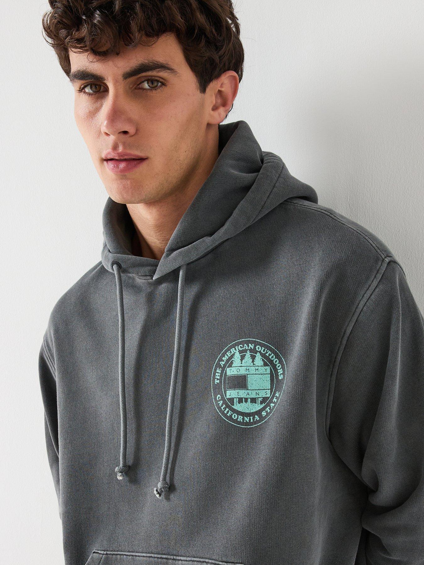 Image 4 of 6 of Tommy Jeans Regular Fit Backprint Washed Pullover Hoodie - Black