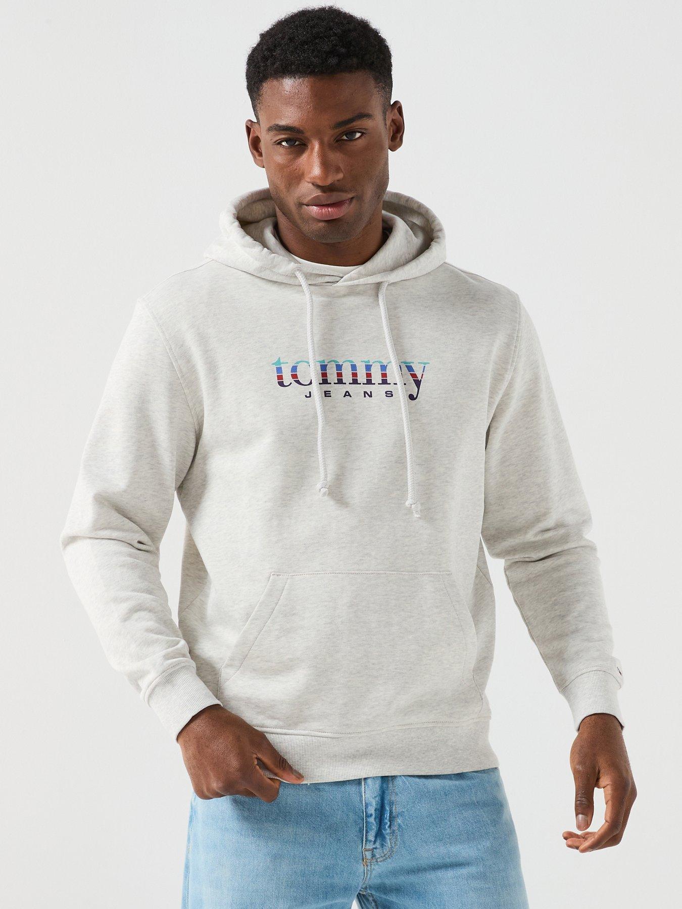 Image 1 of 6 of Tommy Jeans Regular Fit Entry Play Pullover Hoodie - Light Grey