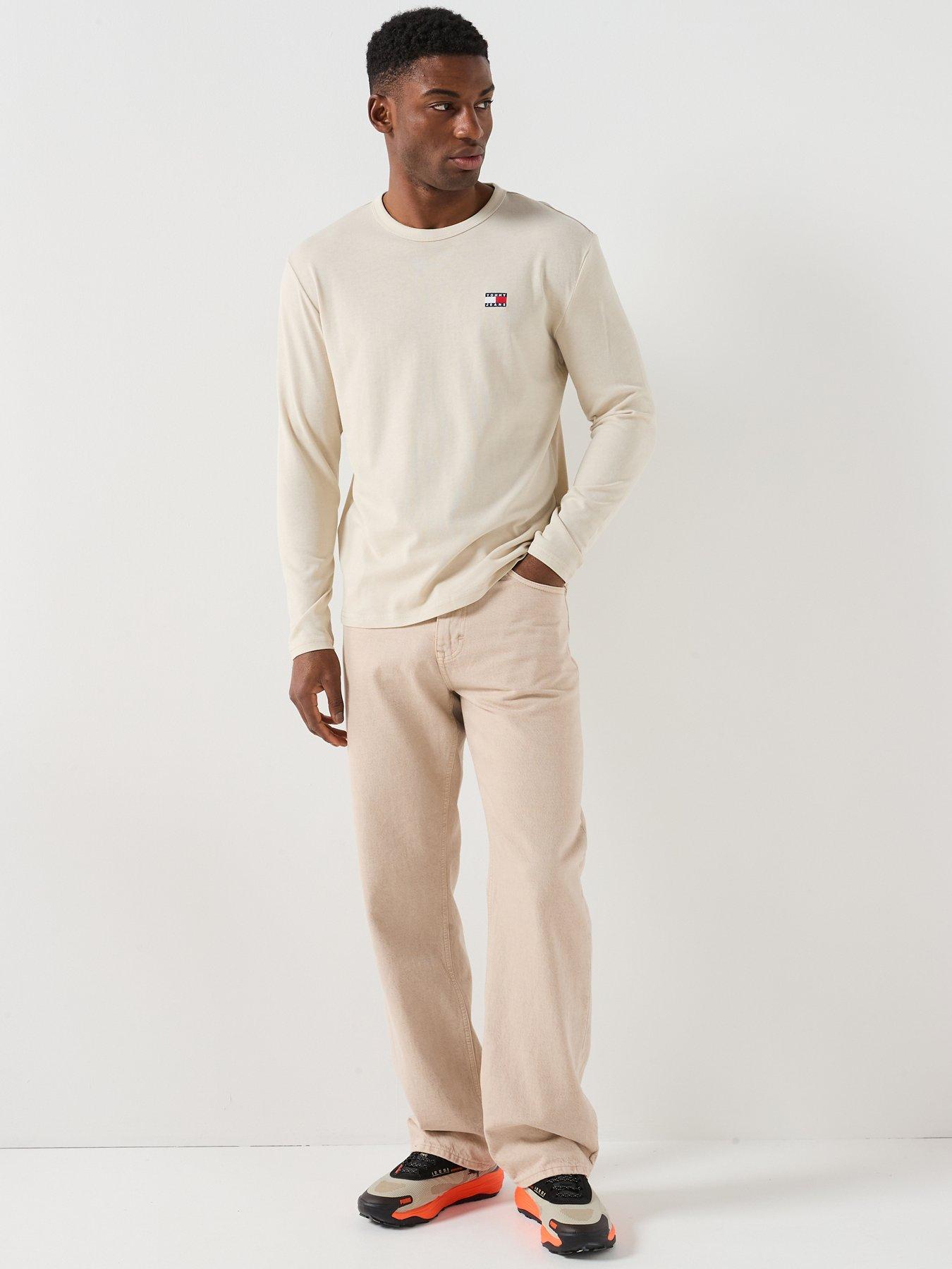 Image 3 of 5 of Tommy Jeans Regular Fit Badge Long Sleeve T-Shirt - White