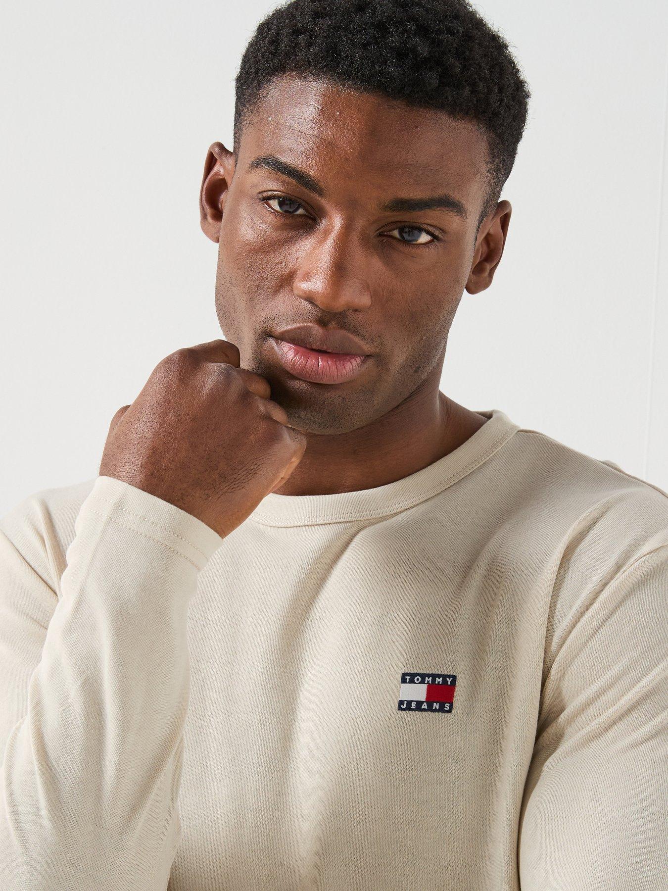 Image 4 of 5 of Tommy Jeans Regular Fit Badge Long Sleeve T-Shirt - White