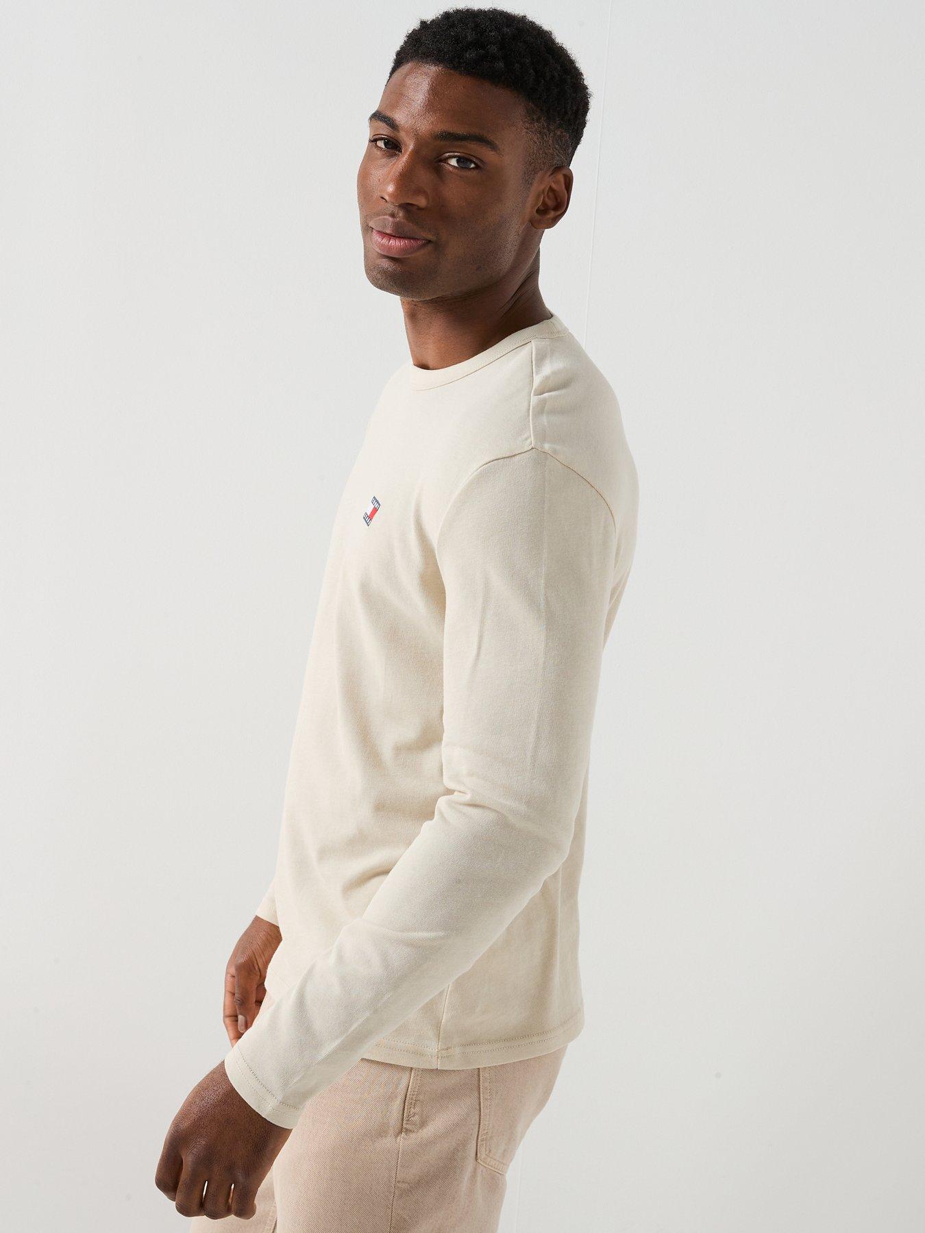 Image 5 of 5 of Tommy Jeans Regular Fit Badge Long Sleeve T-Shirt - White