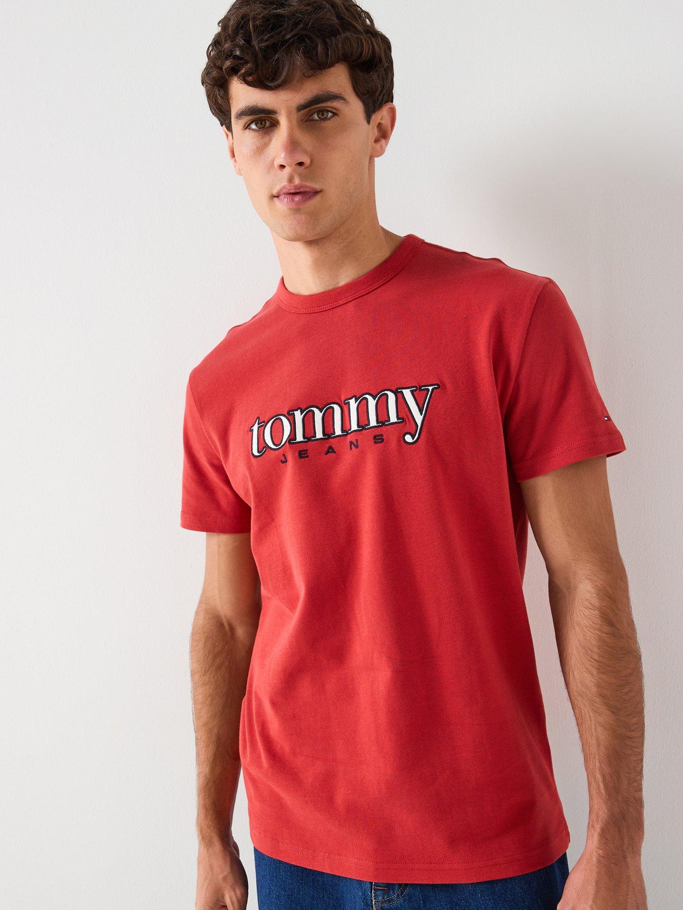Image 1 of 5 of Tommy Jeans Regular Fit Applique Graphic T-Shirt - Red