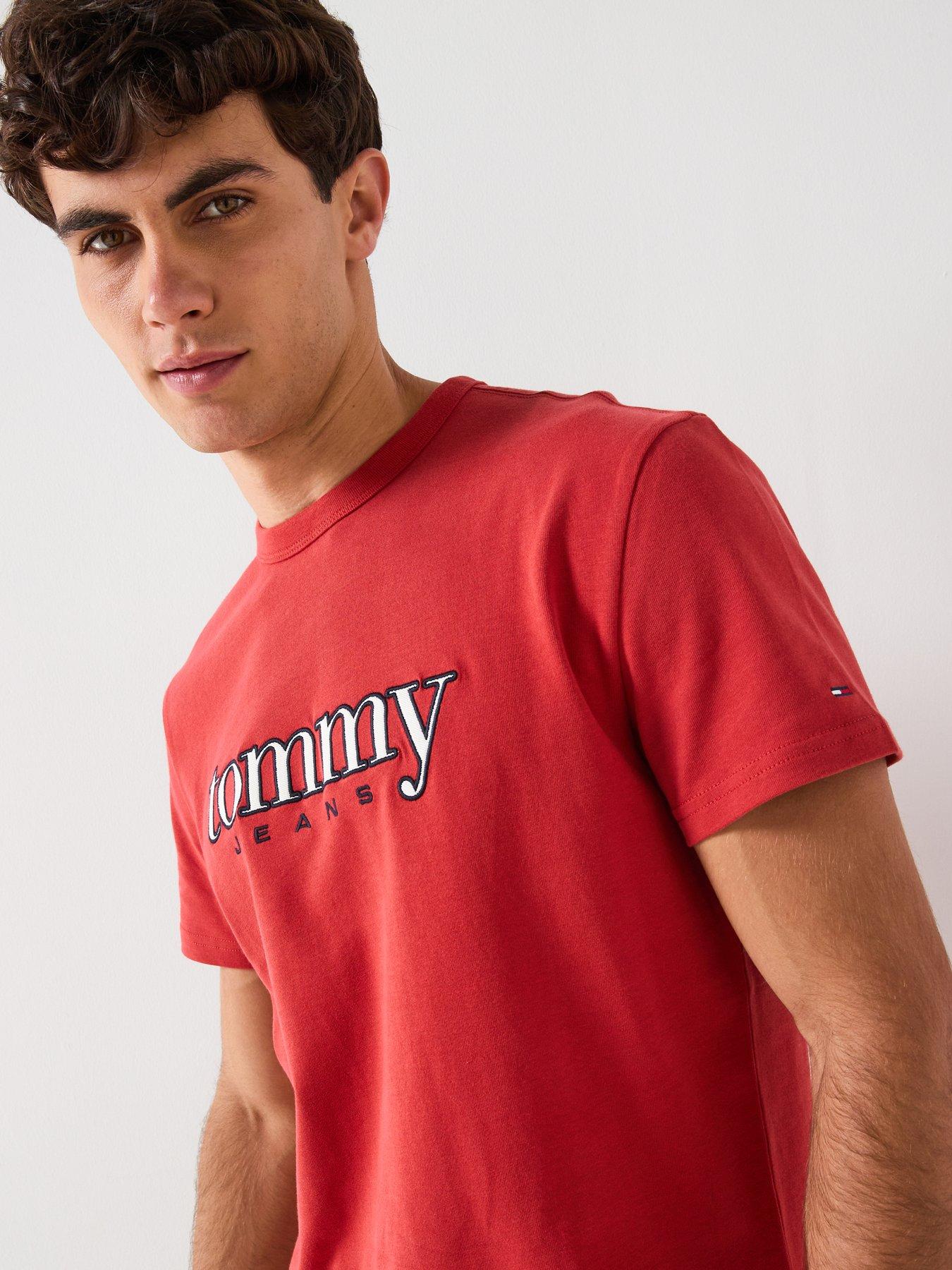 Image 4 of 5 of Tommy Jeans Regular Fit Applique Graphic T-Shirt - Red