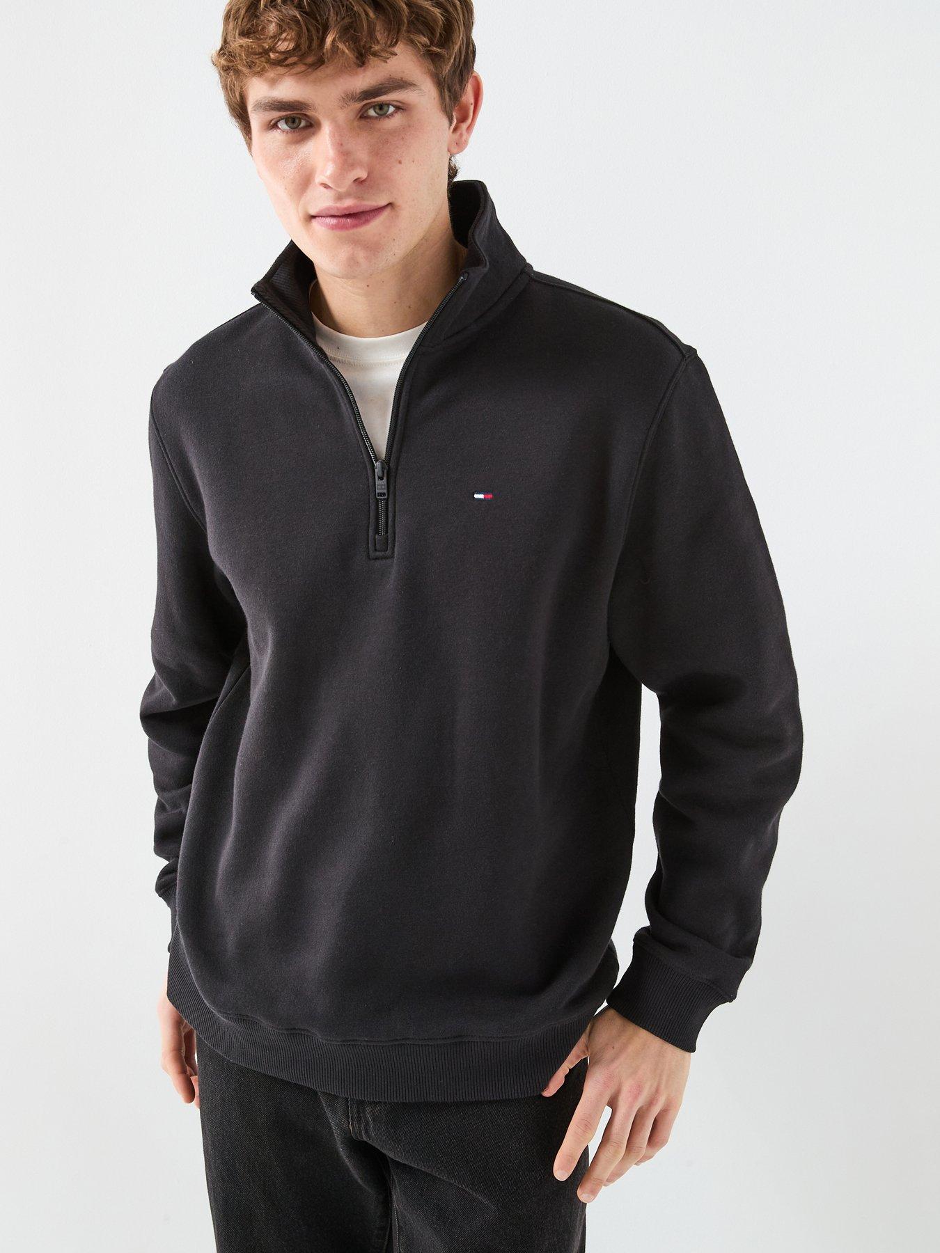 tommy-jeans-regular-fleece-quarter-zip-sweatshirt-blackfront